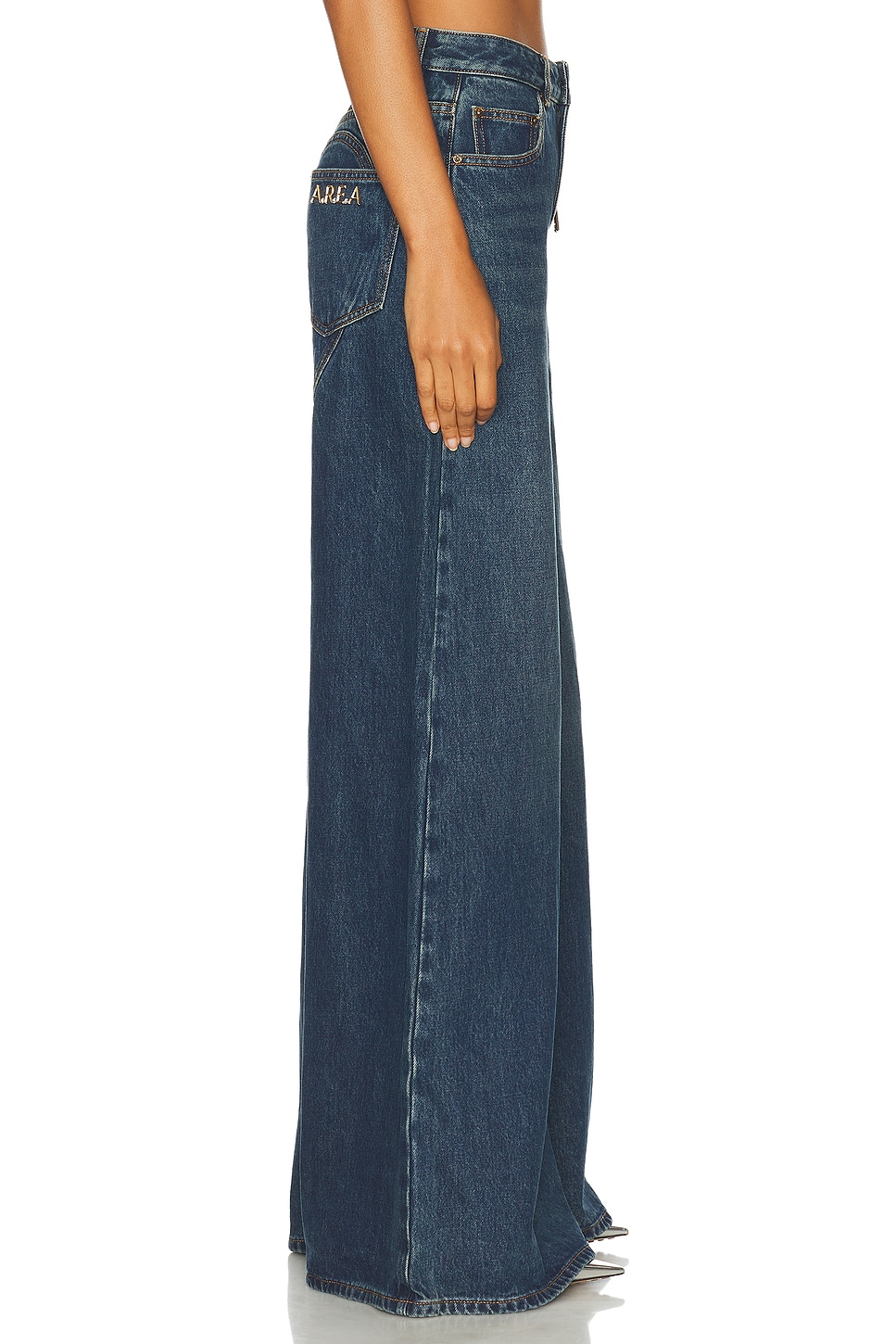 Shop Area Crystal Heart Charm Wide Leg In Dark Medium Wash