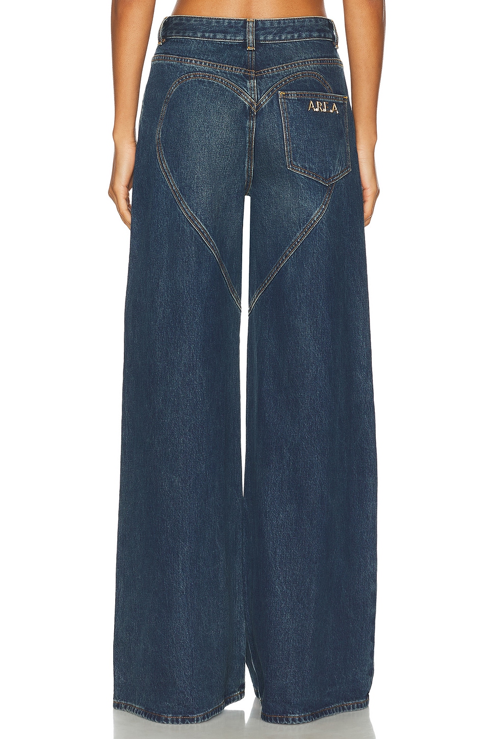 Area Crystal Heart Charm Wide Leg Jeans