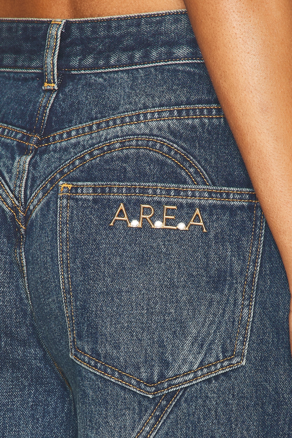 Area Crystal Heart Charm Wide Leg Jeans