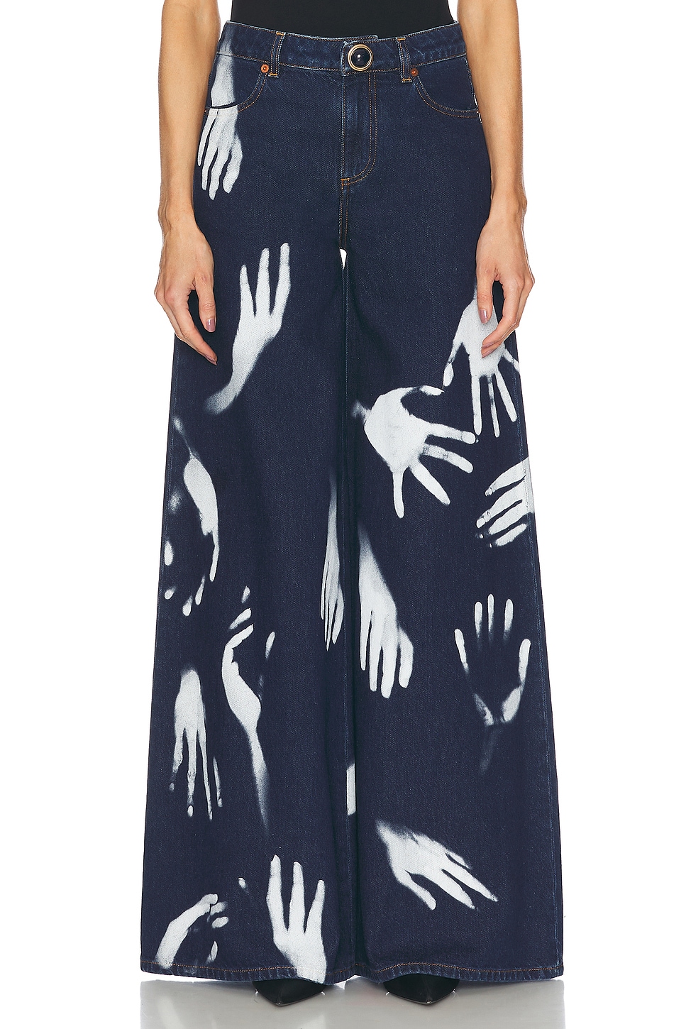 Image 1 of AREA Handprint Wide Leg in Dark Blue