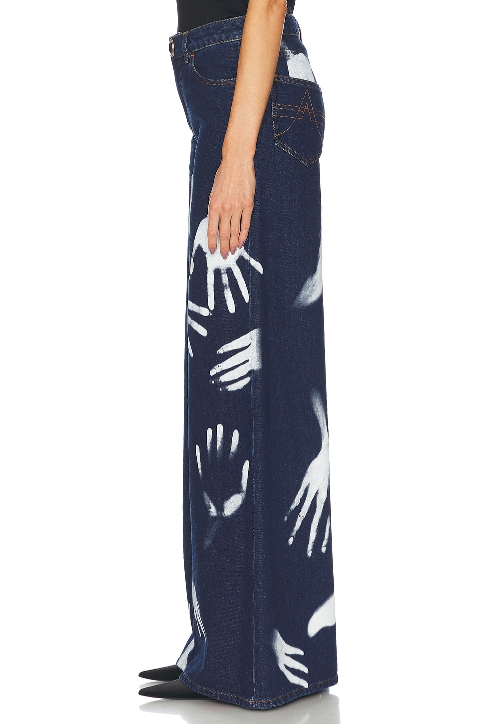Area Handprint Wide Leg Jeans