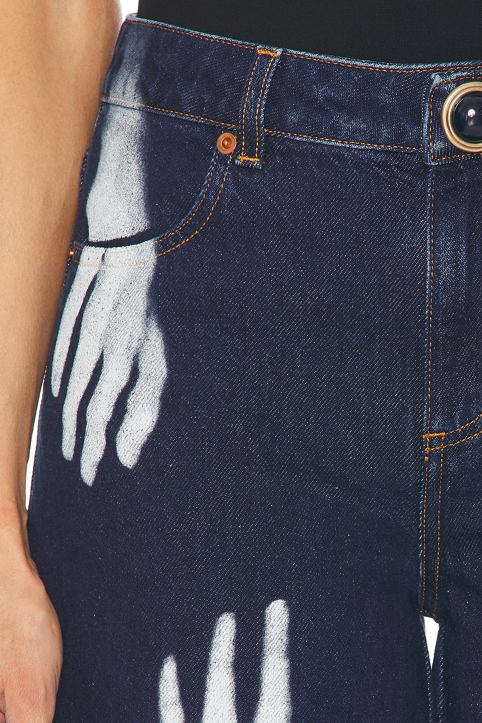 Area Handprint Wide Leg Jeans