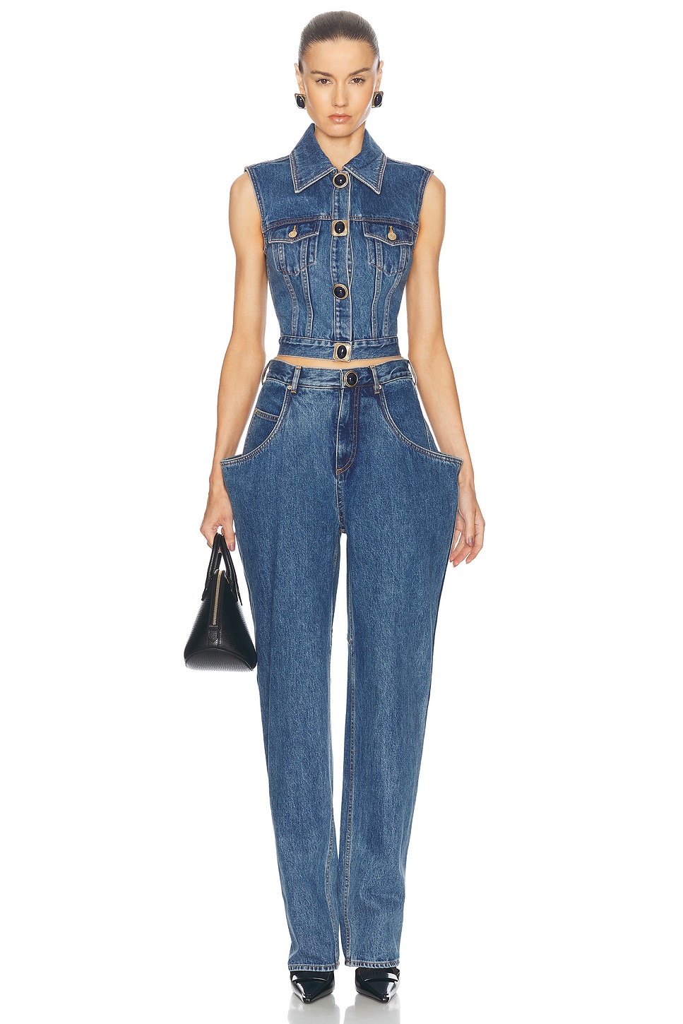 Area Flare Pocket Wide Leg Jeans thumbnail