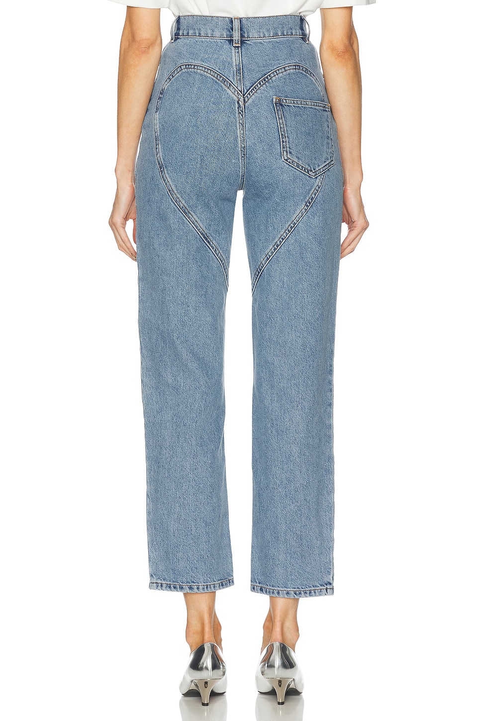 Area Crystal Heart Straight Leg Jeans