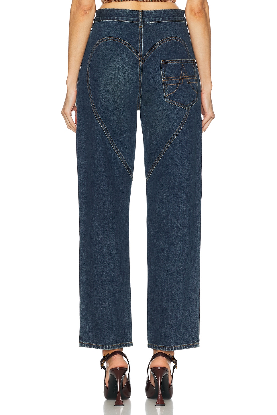 Area Crystal Cut Out Straight Leg Jeans