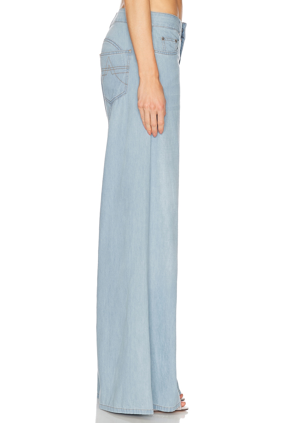 Area Crystal Rosette Wide Leg Jeans
