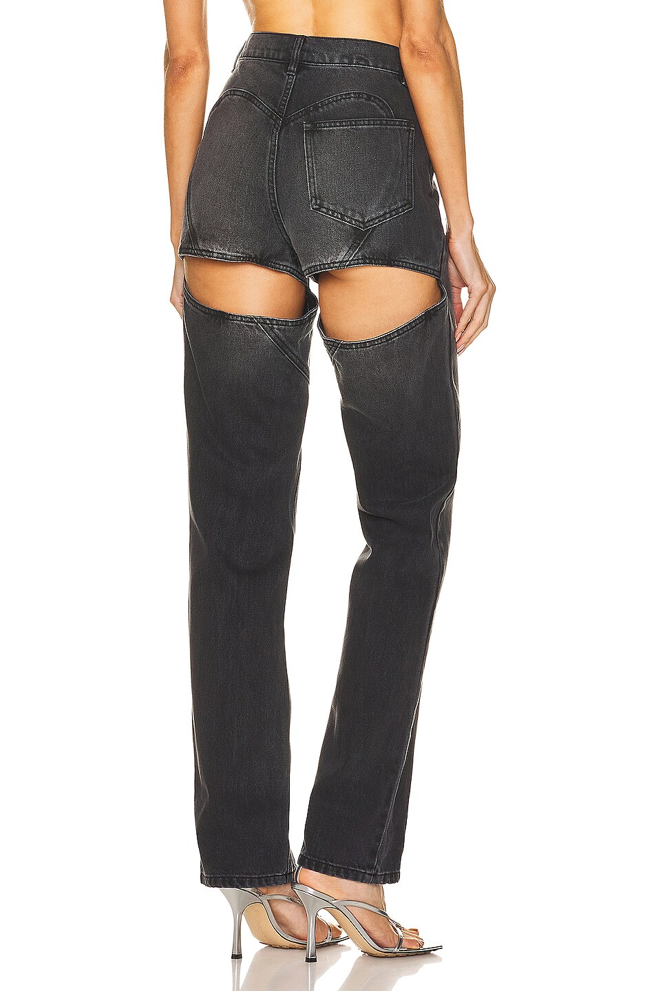 Image 1 of AREA Crystal Backslit Jeans in Black