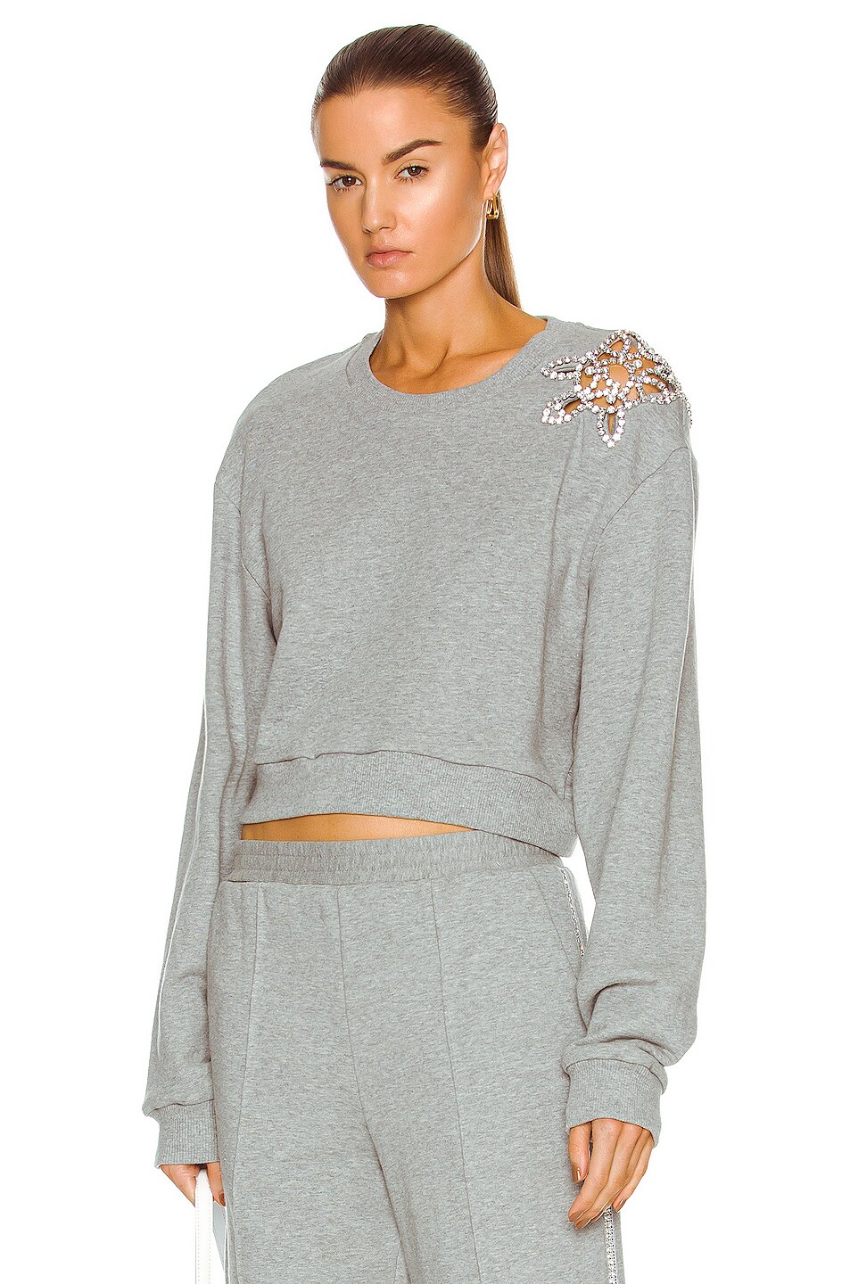 Image 1 of AREA Crystal Turtle Sweatshirt in Heathered Grey
