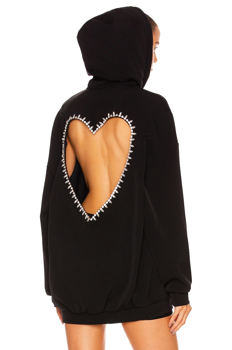 Image 1 of AREA Backless Hearted Oversized Hoodie in Black