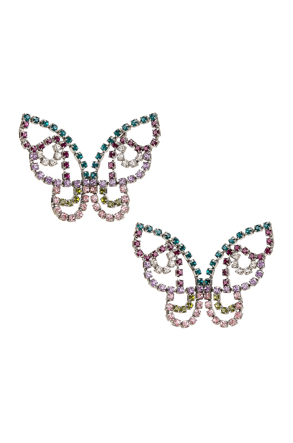 Image 1 of AREA Medium Butterfly Earrings in Multi & Silver