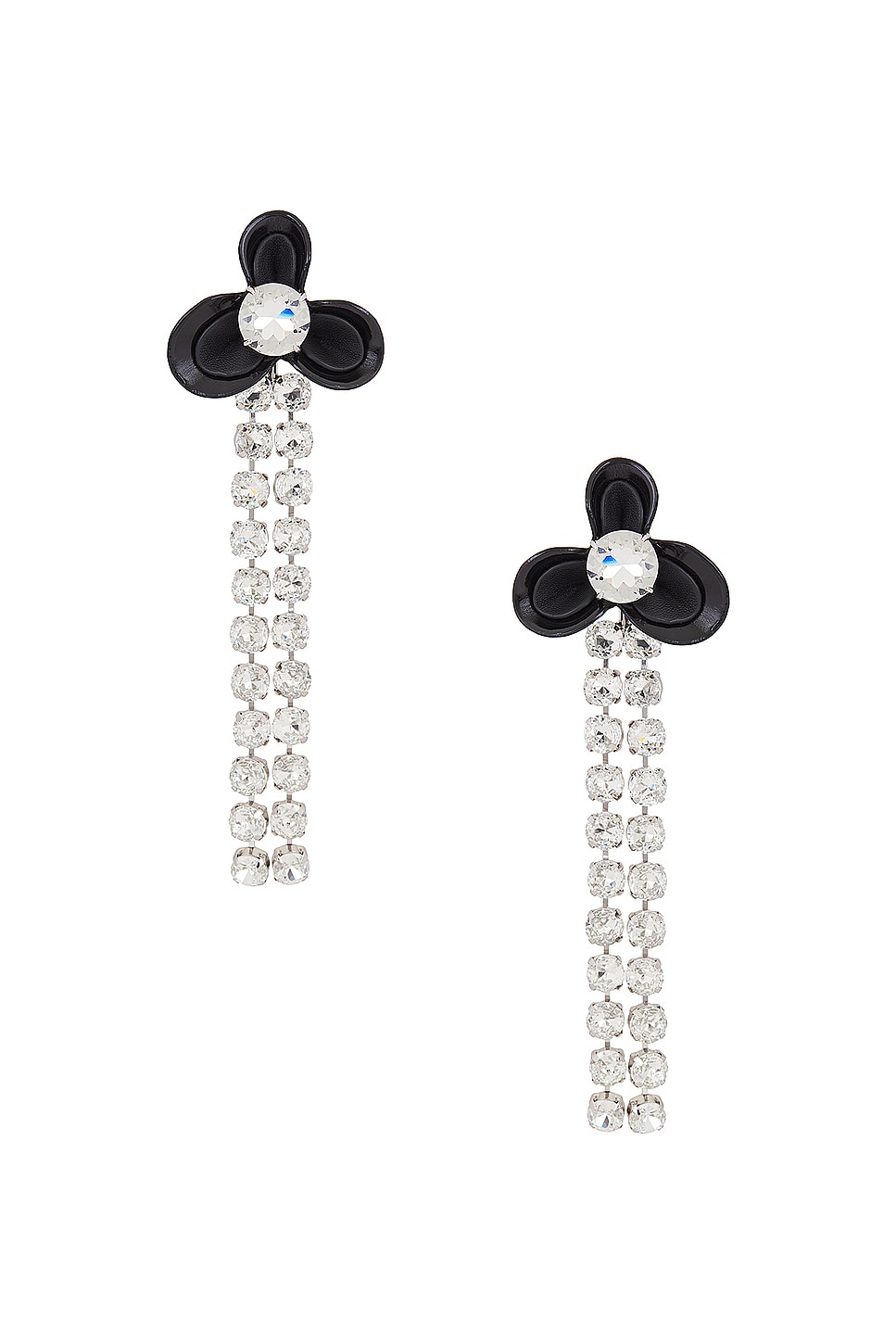 Image 1 of AREA Flower Drop Earrings in Black & Silver