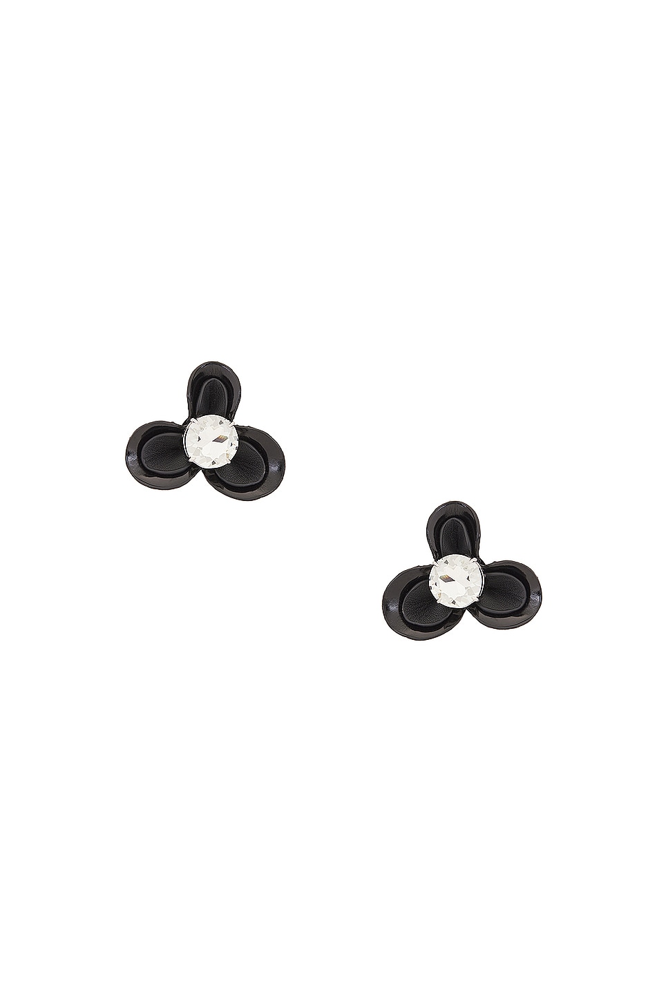 Image 1 of AREA Flower Stud Earrings in Black & Silver