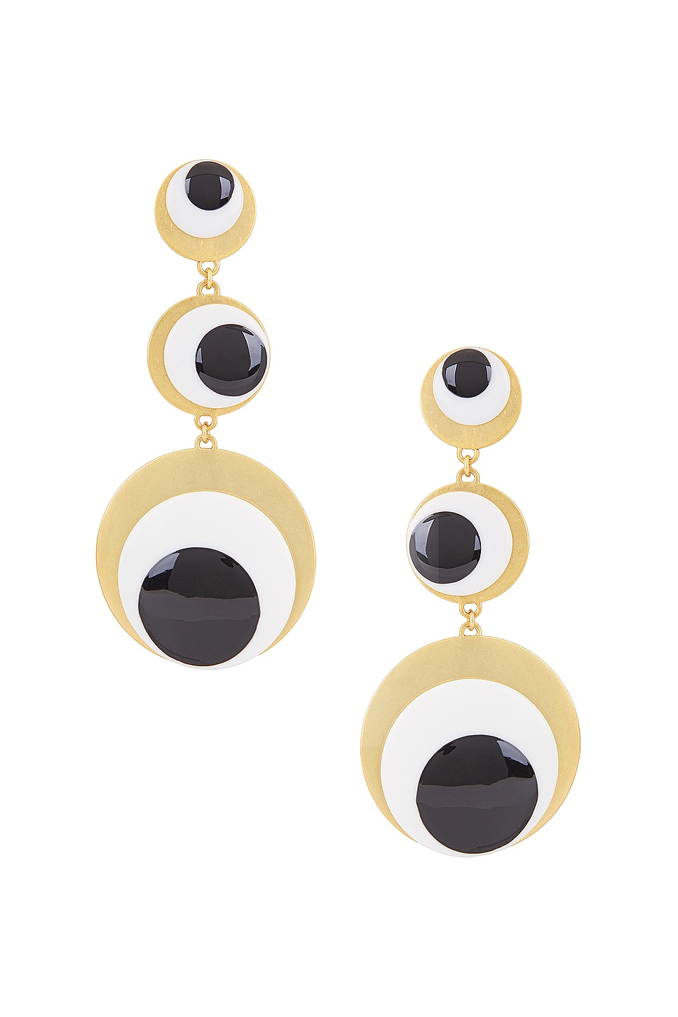Image 1 of AREA Enamel Eye Drop Earrings in Antique Gold
