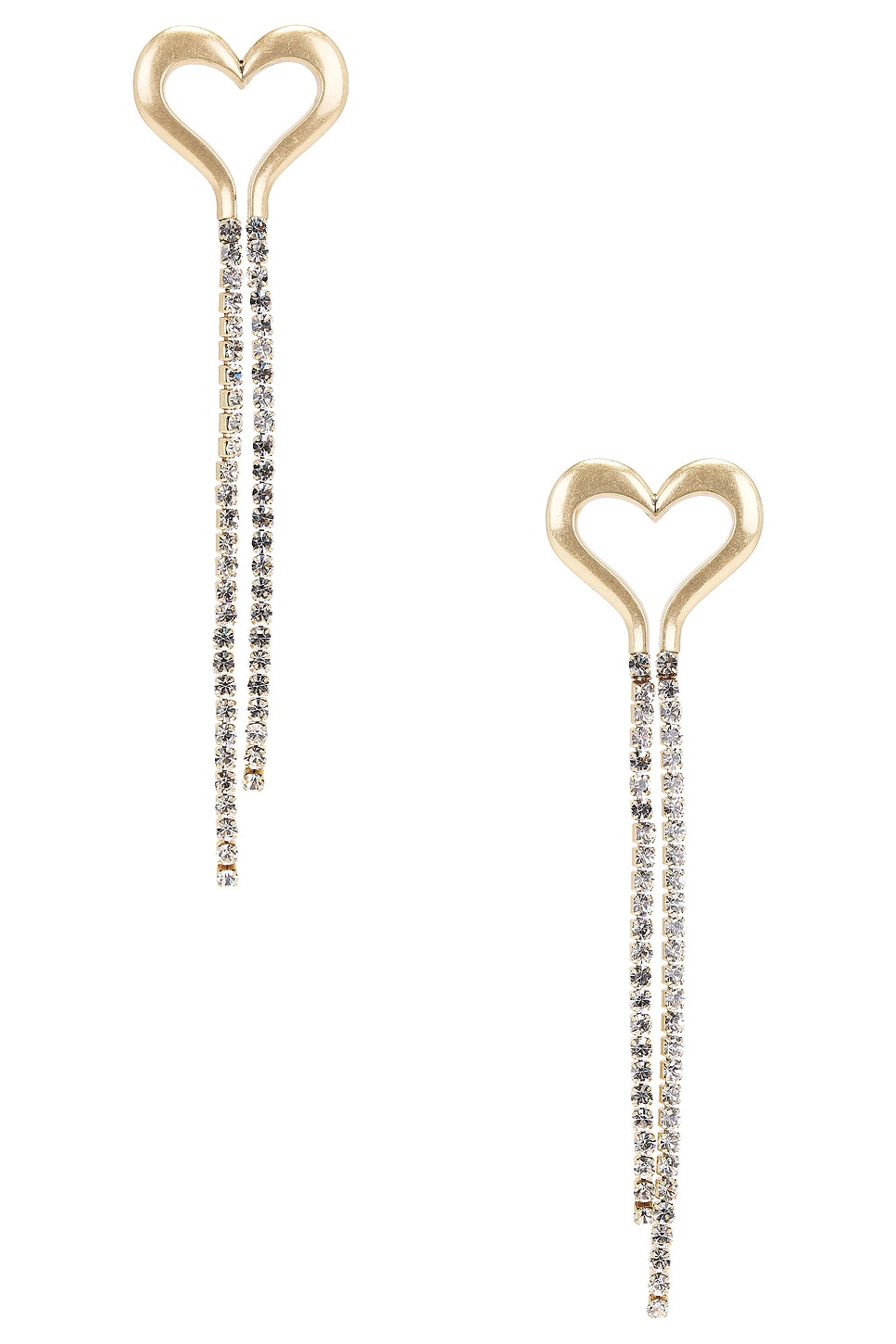 Shop Area Heart Fringe Earrings In Gold