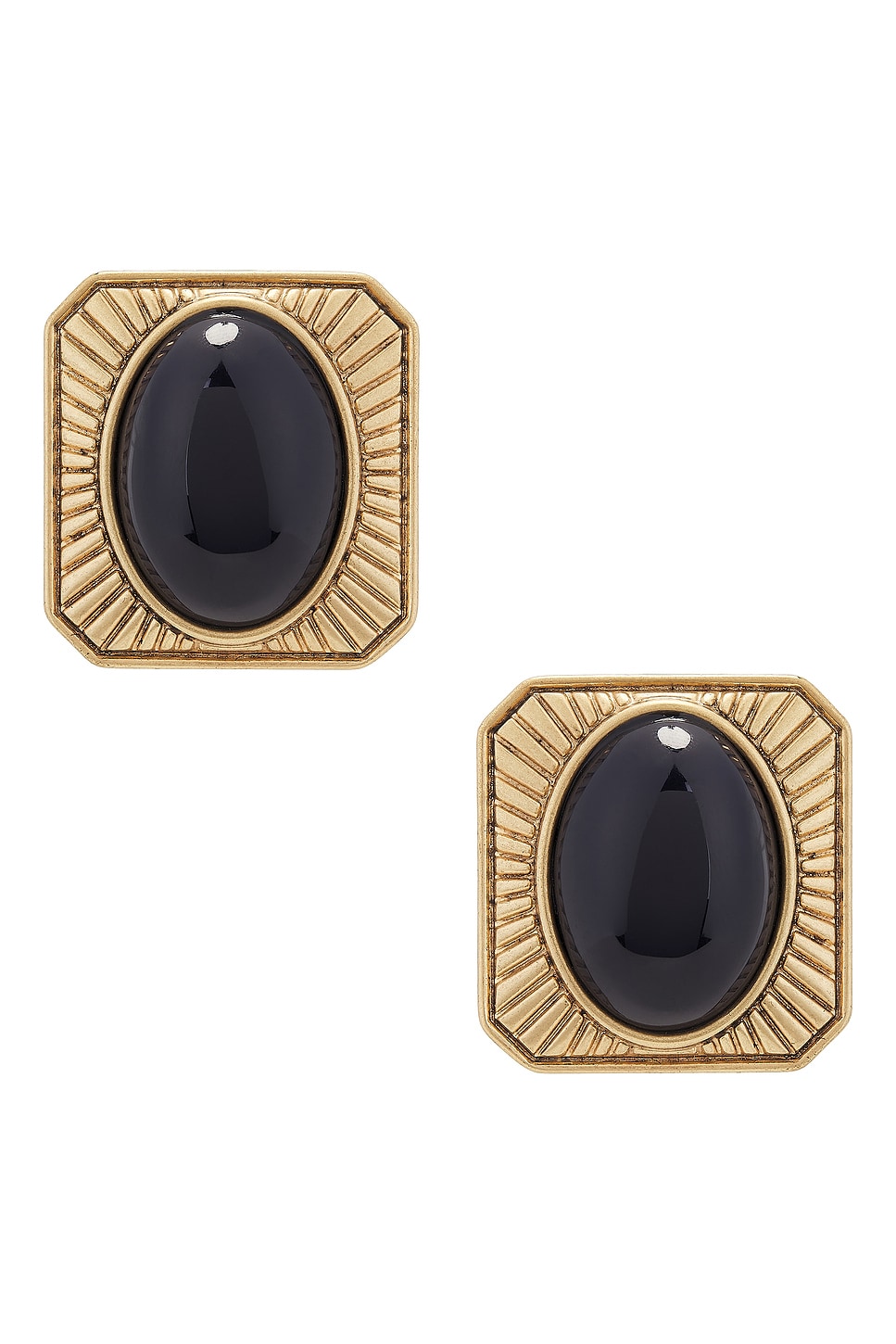 Area Gemstone Stud Earrings In Antique Gold