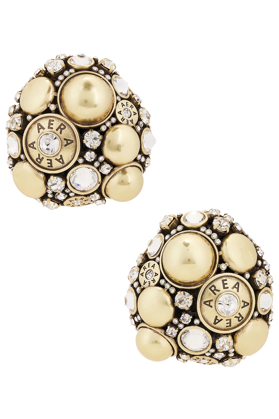 Crystal Button Earrings in Metallic Gold