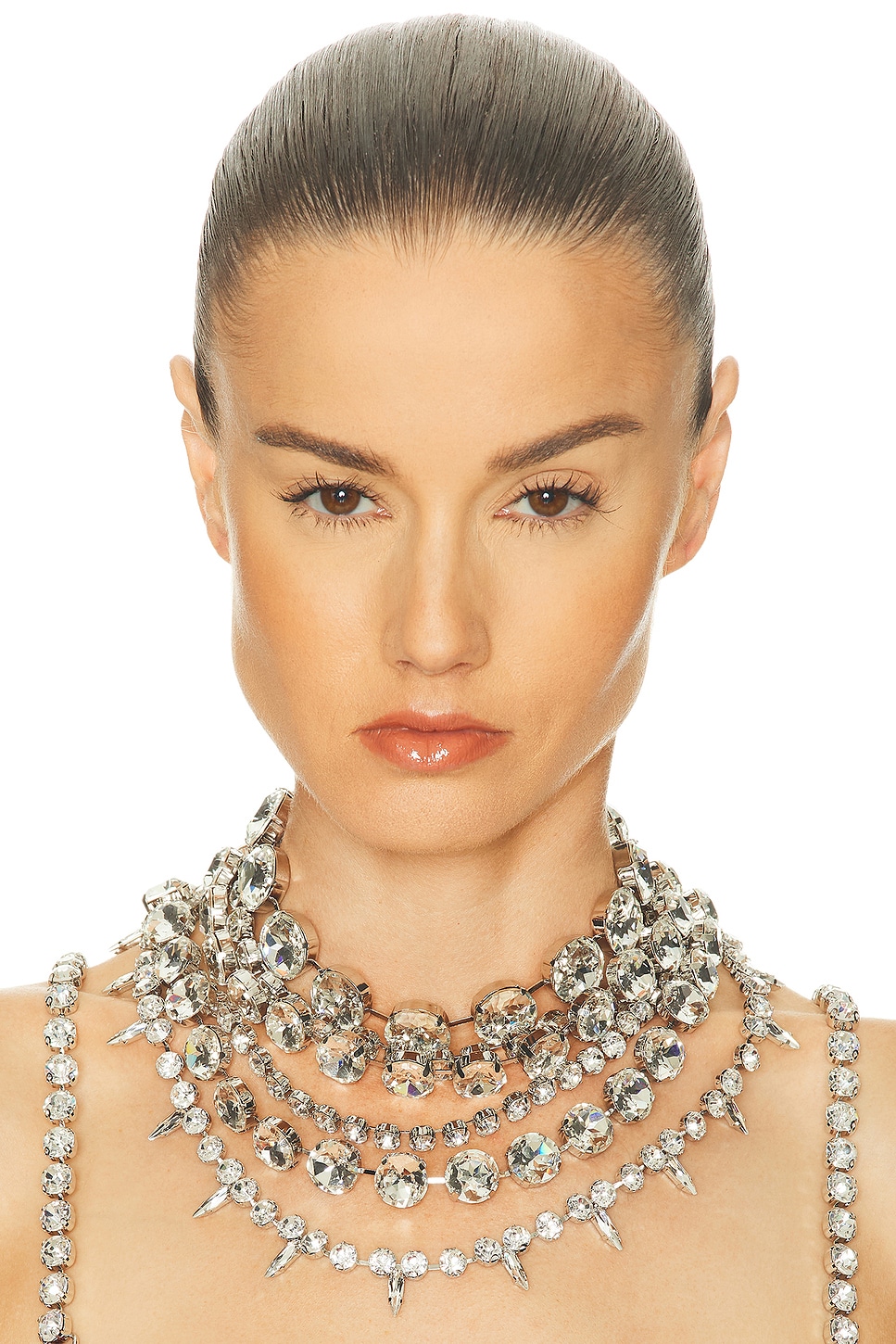 Area Crystal Multi Layer Choker Necklace