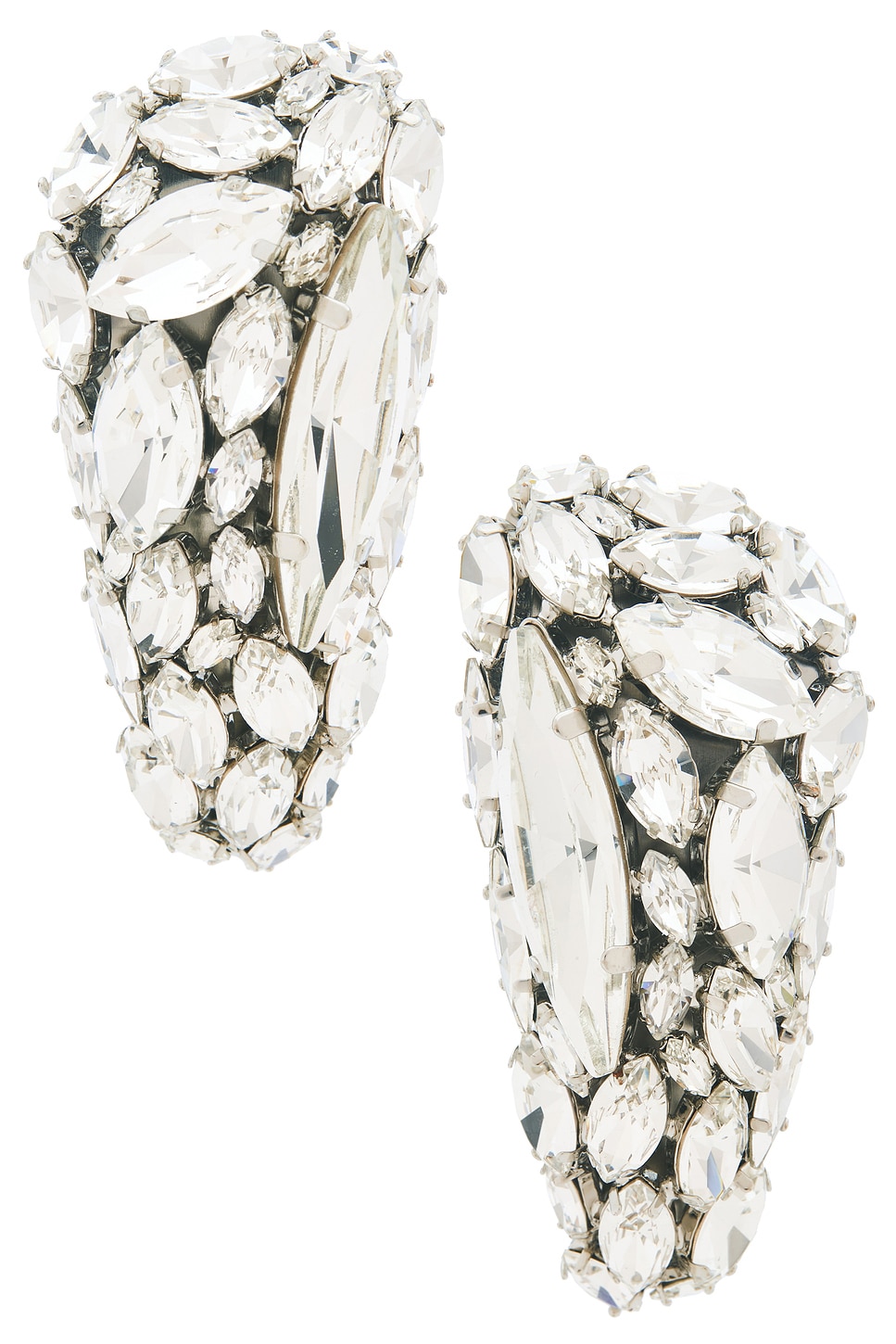 Image 1 of AREA Crystal Cluster Triangle Earrings in Clear Crystal & Silver