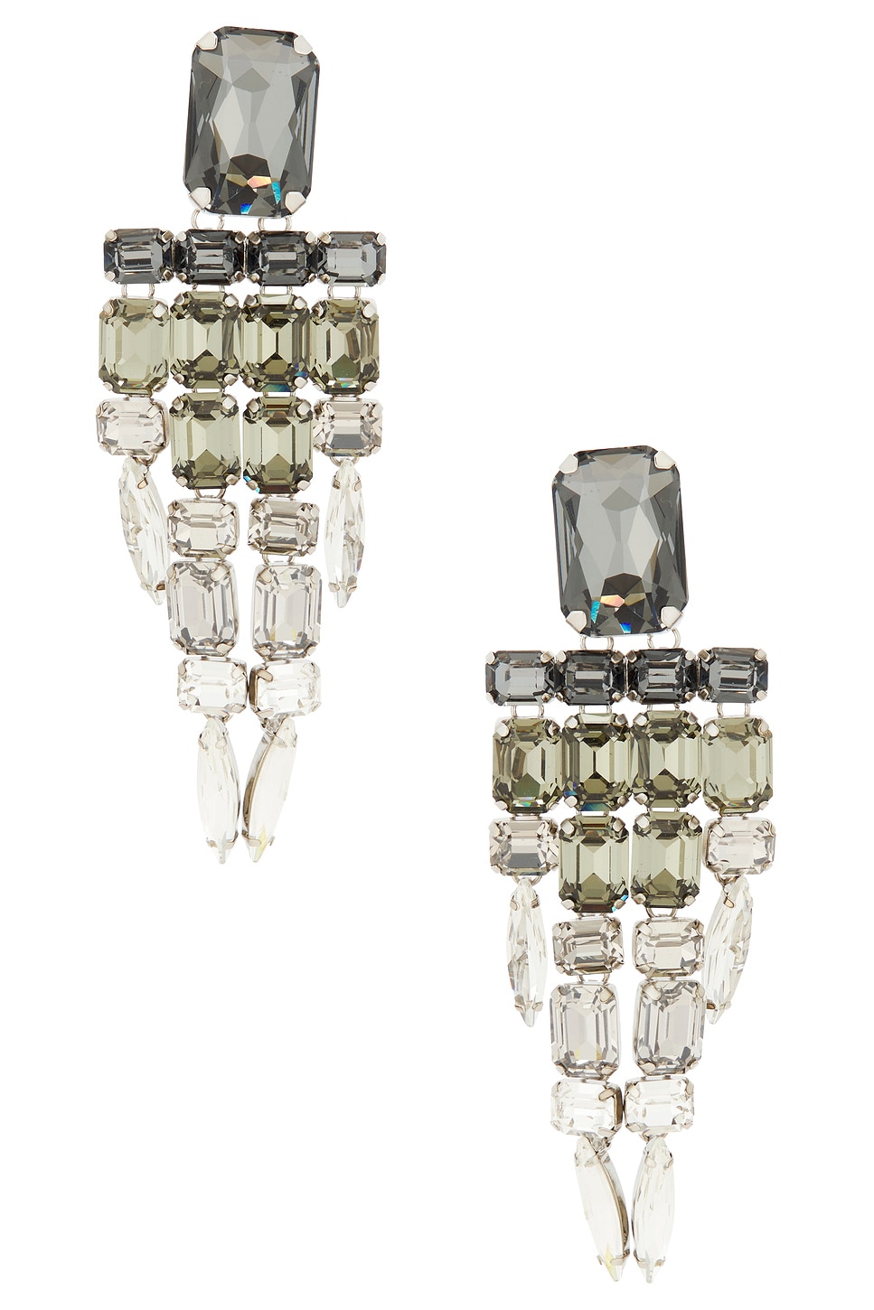 Image 1 of AREA Ombre Crystal Chandelier Earrings in Ombre Grey