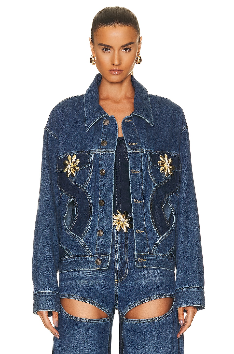AREA Rope Cutout Denim Jacket in Light Blue | FWRD