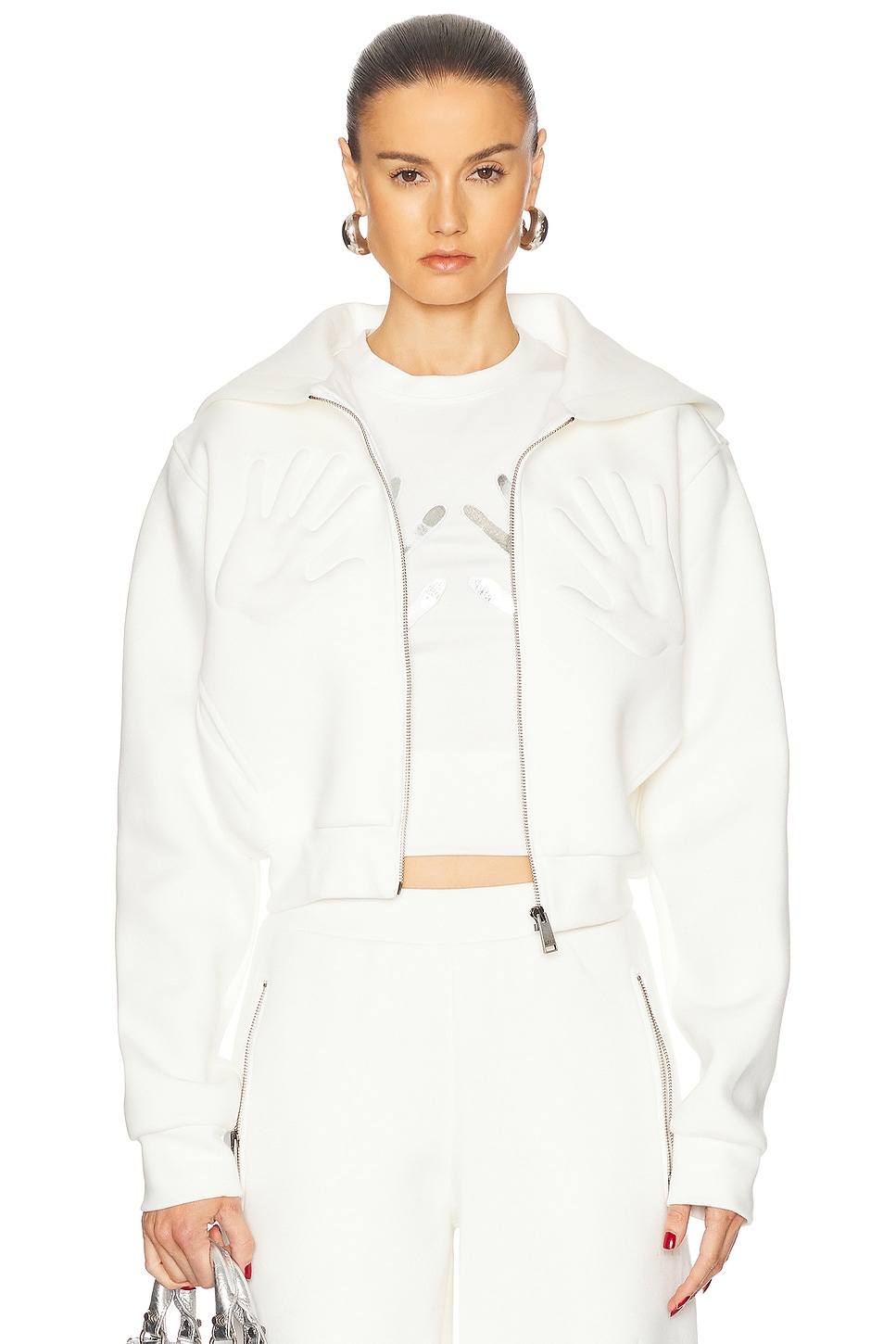 Embossed Handprint Jacket in White