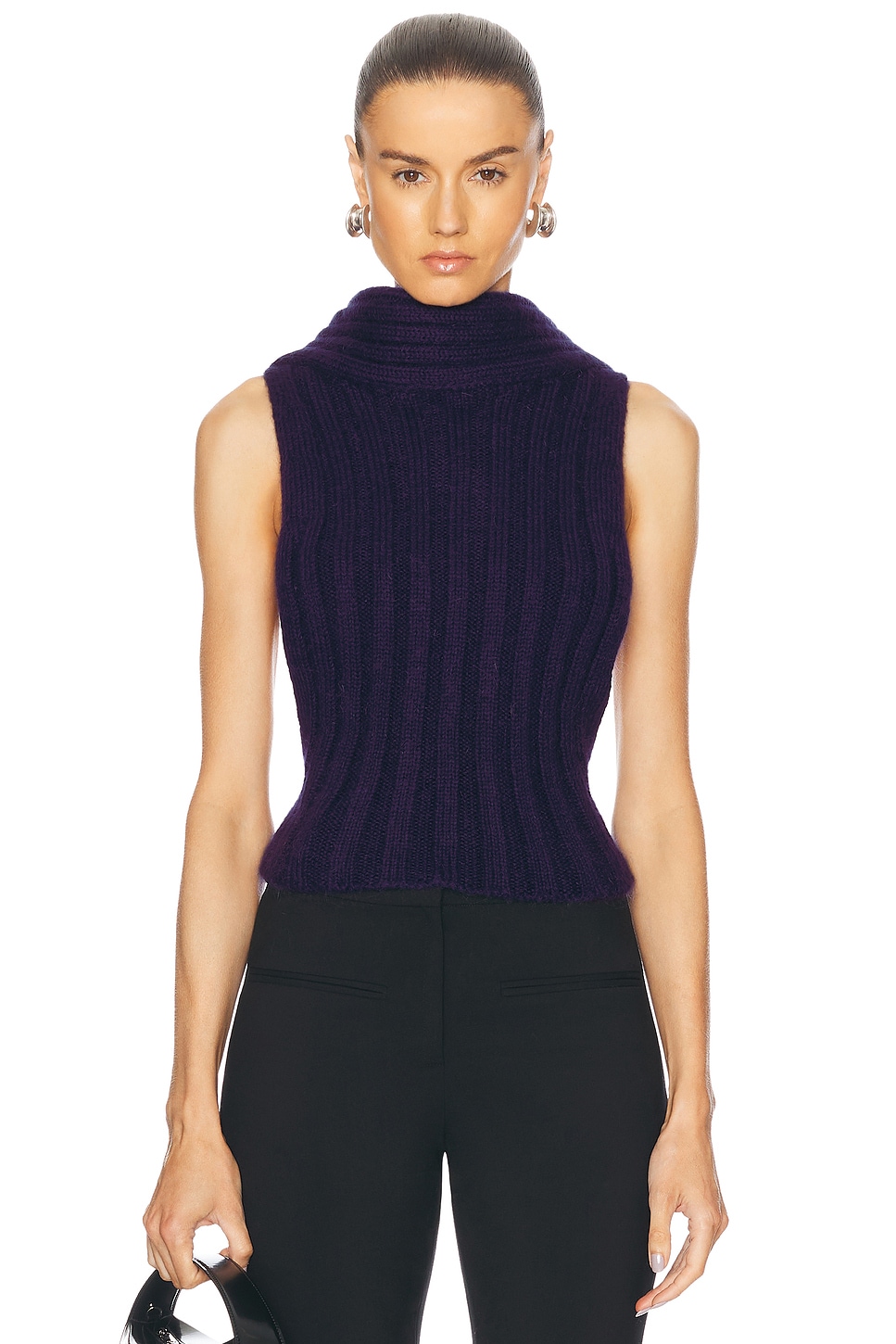 Image 1 of AREA Sleeveless Twisted Knit Top in Midnight Blue