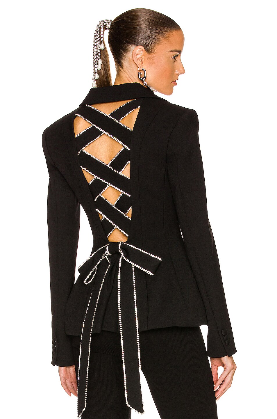 Image 1 of AREA Hourglass Laced Back Blazer in Black