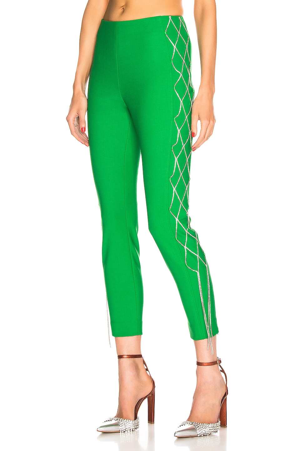 Image 1 of AREA Bonded Crystal Legging in Kelly Green