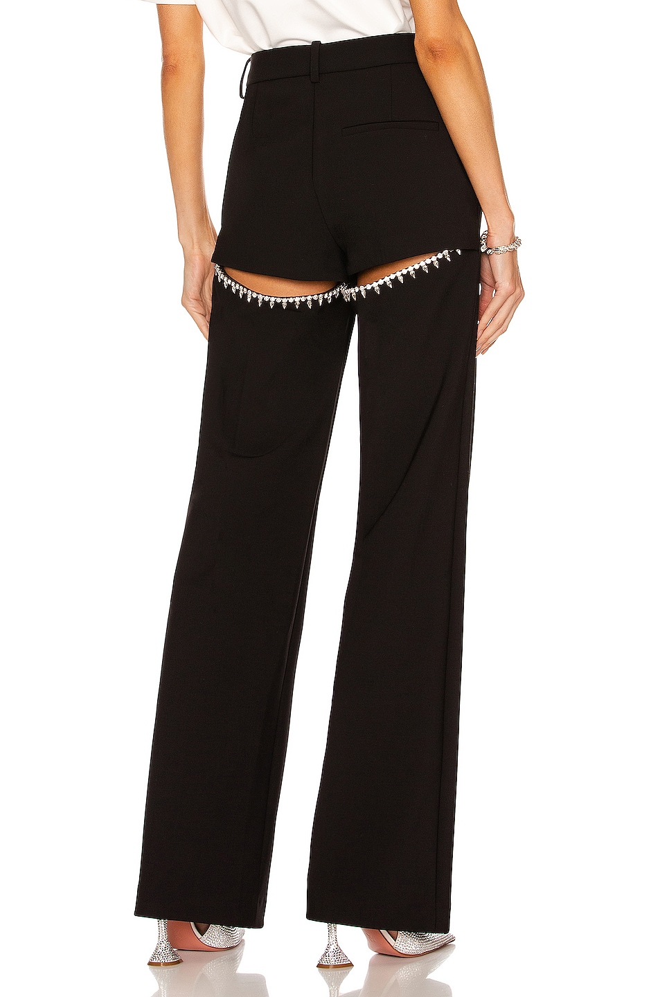 Image 1 of AREA Crystal Slit Trouser in Black