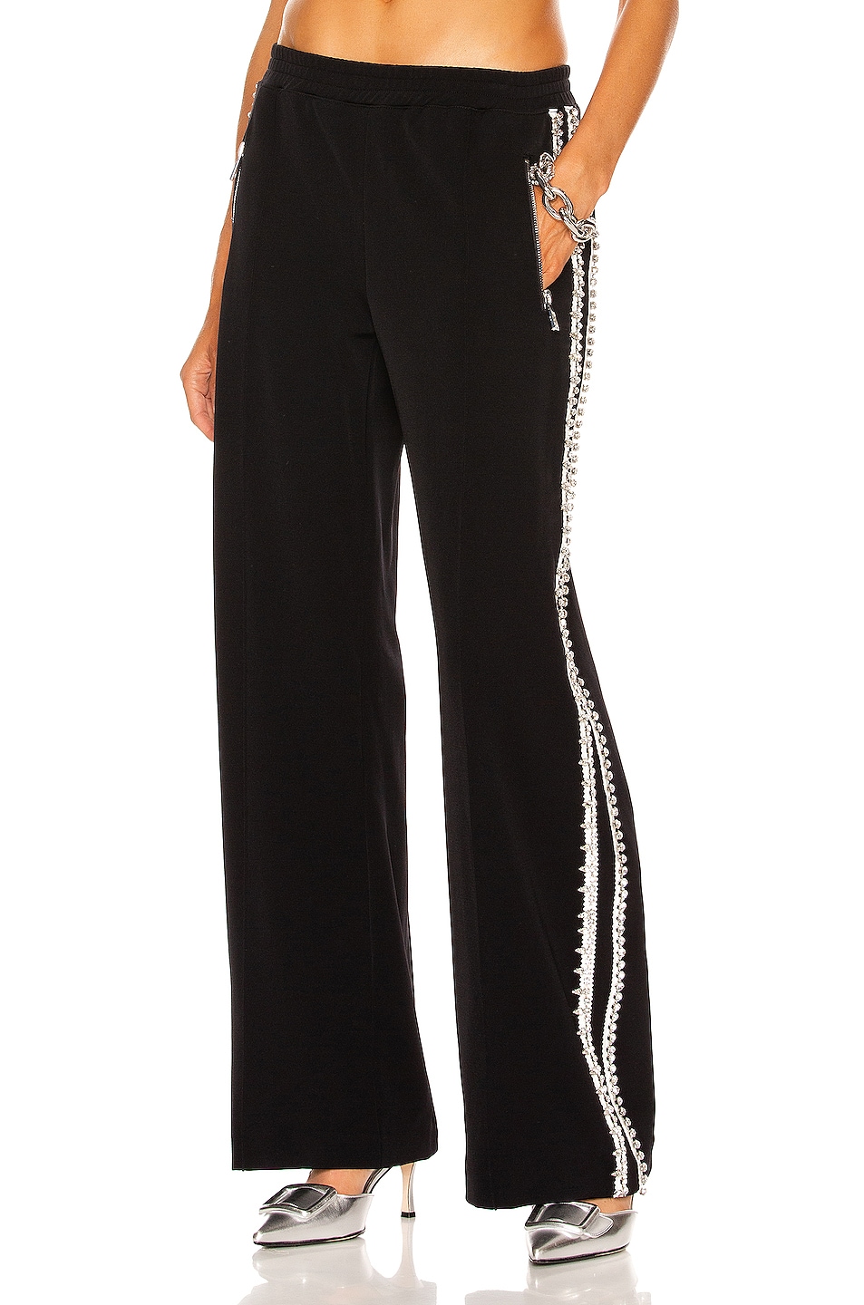 Image 1 of AREA Wide Leg Track Pant in Black