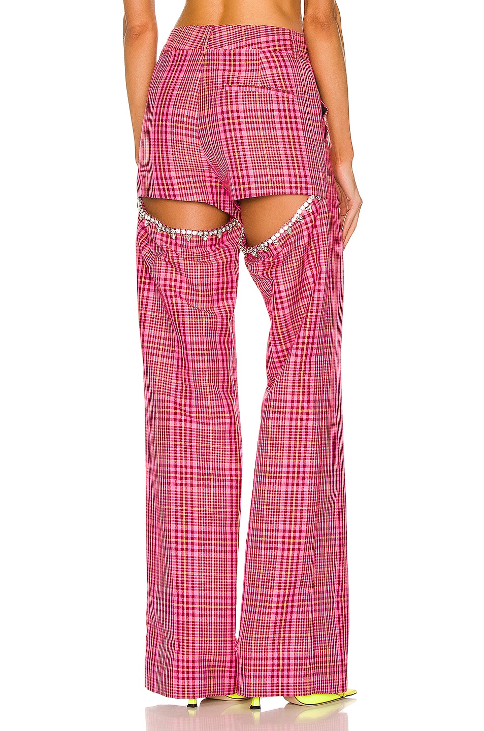 Image 1 of AREA Crystal Slit Pant in Pink & Yellow