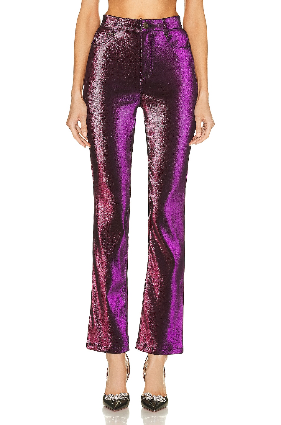 Image 1 of AREA Straight Leg Slit Pant in Purple