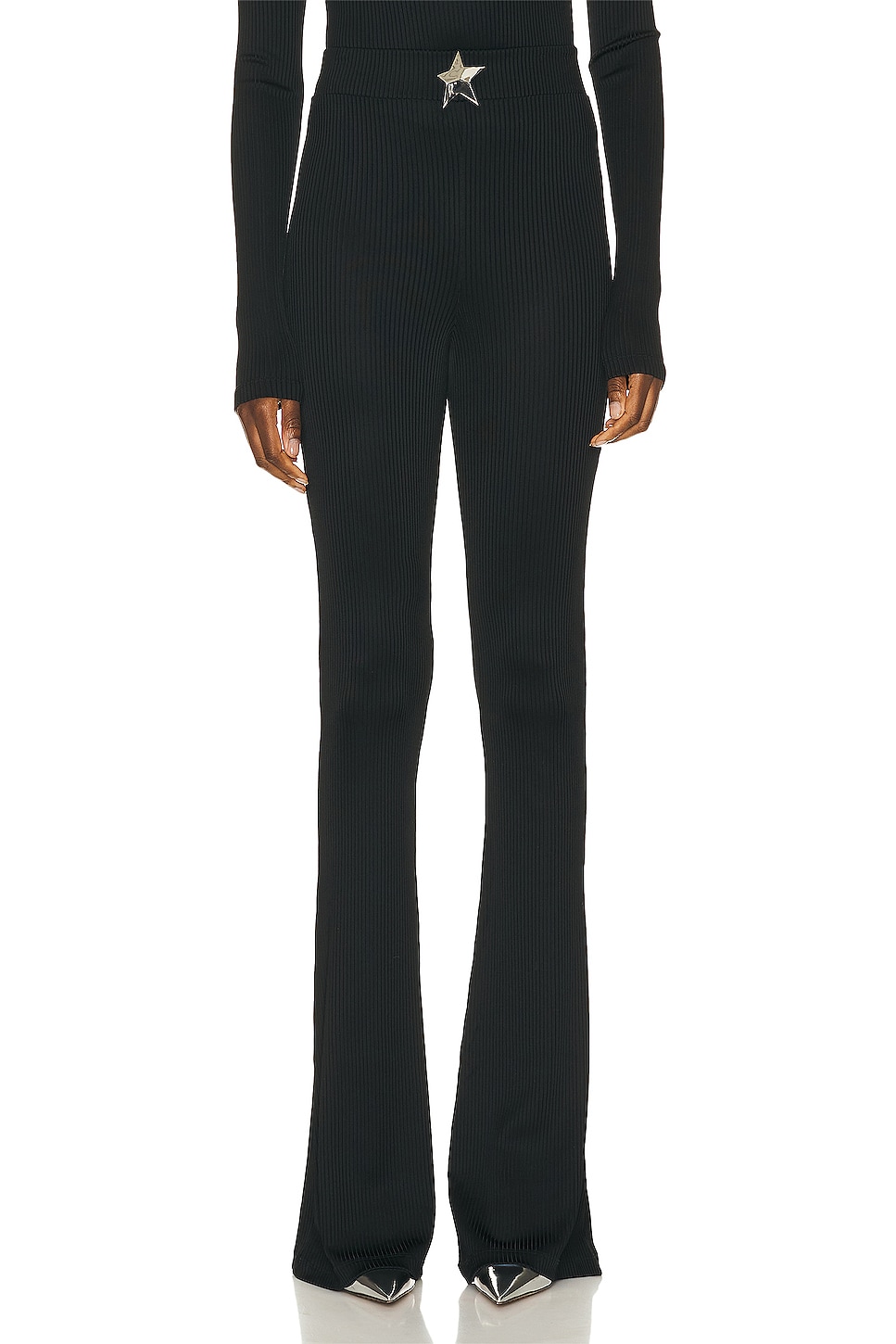 Image 1 of AREA Star Stud Flare Pant in Black
