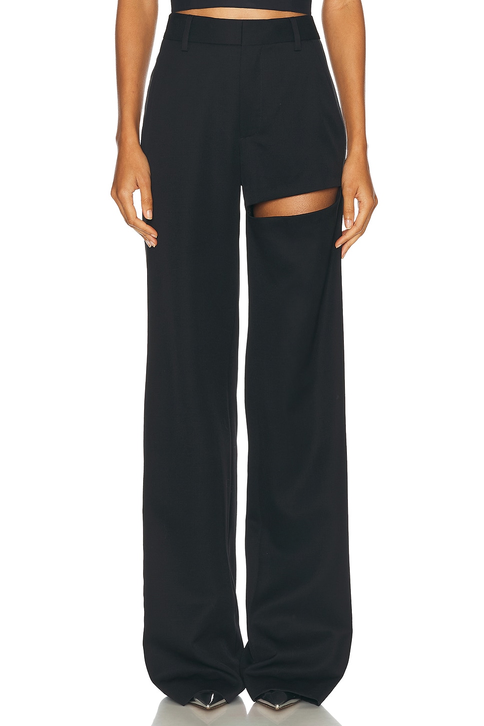 Area Asymmetric Slit Pant In Black