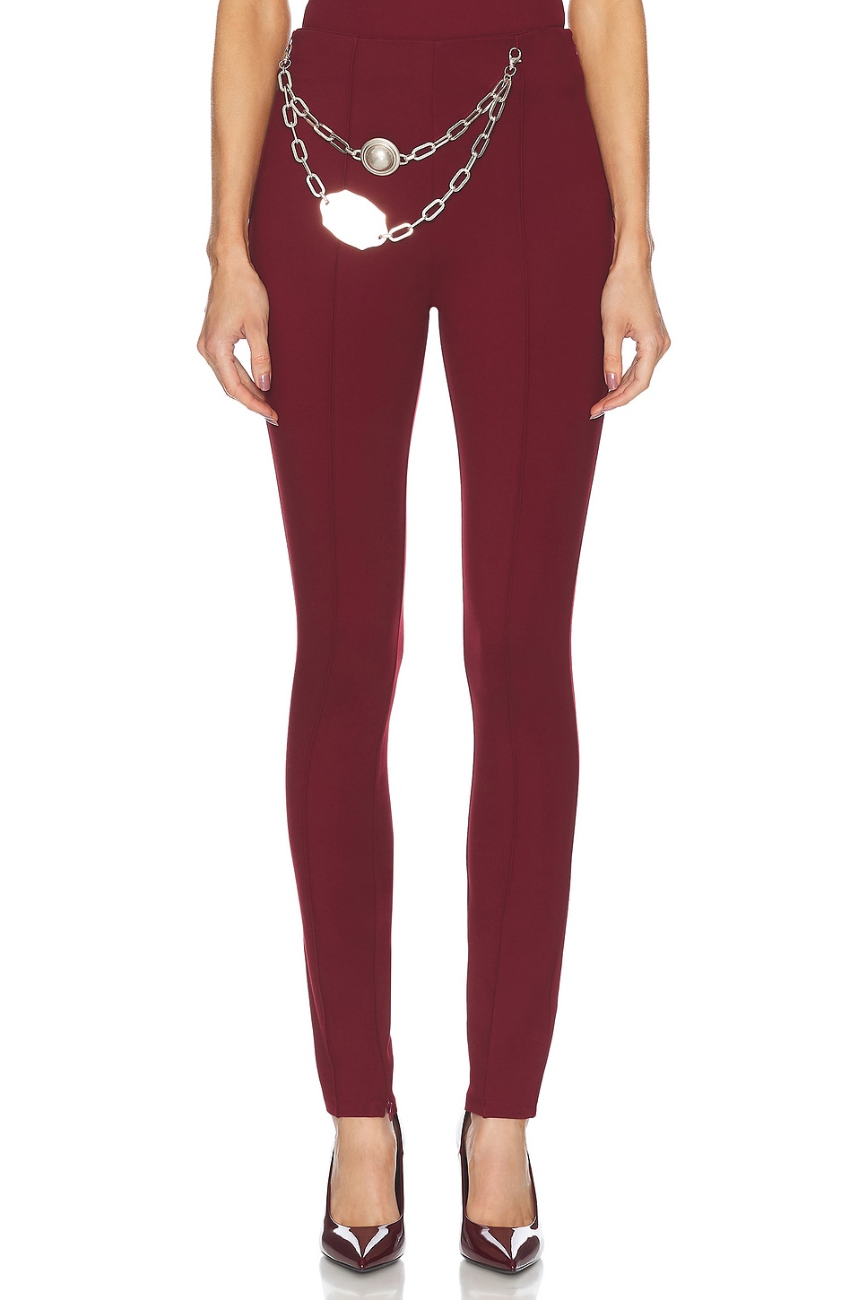 Chain Plate Belt Legging in Burgundy