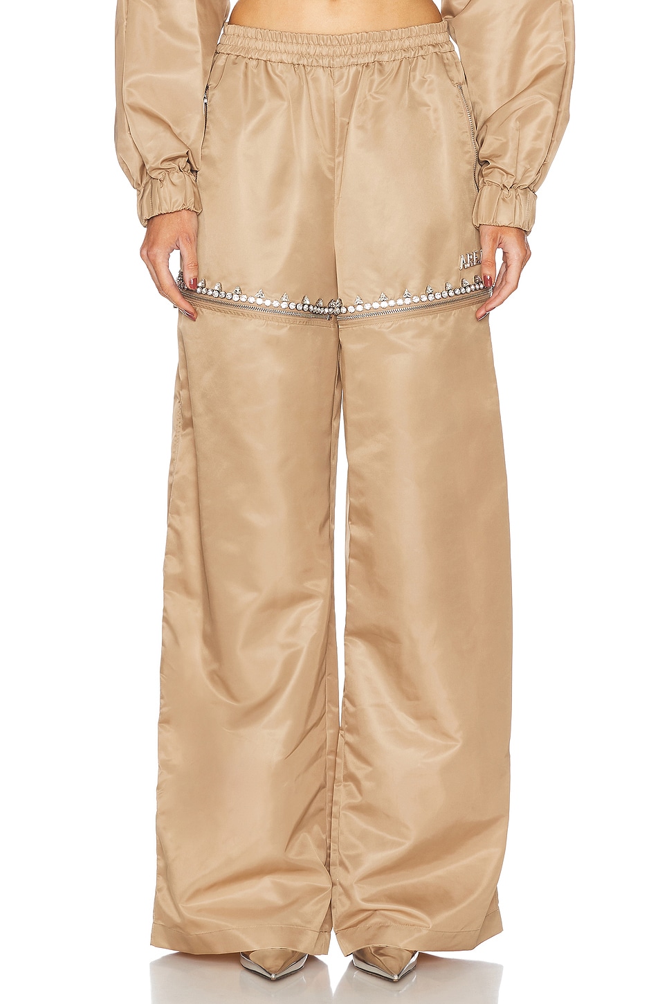 Image 1 of AREA Crystal Slit Track Pant in Camel