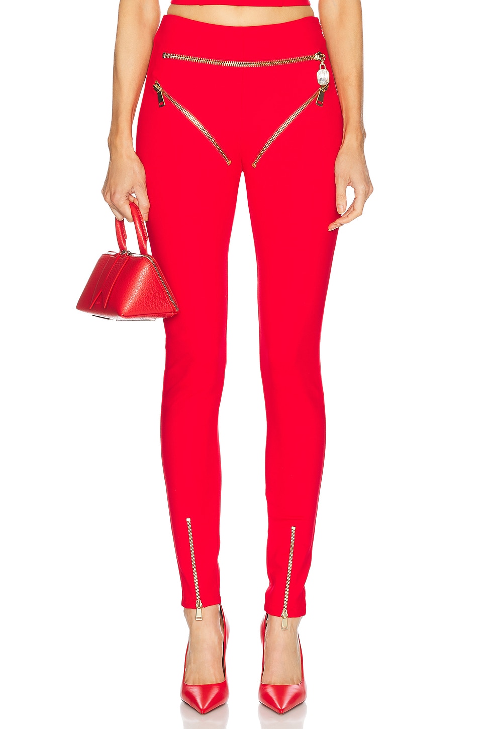 Zipper Brief Legging in Red