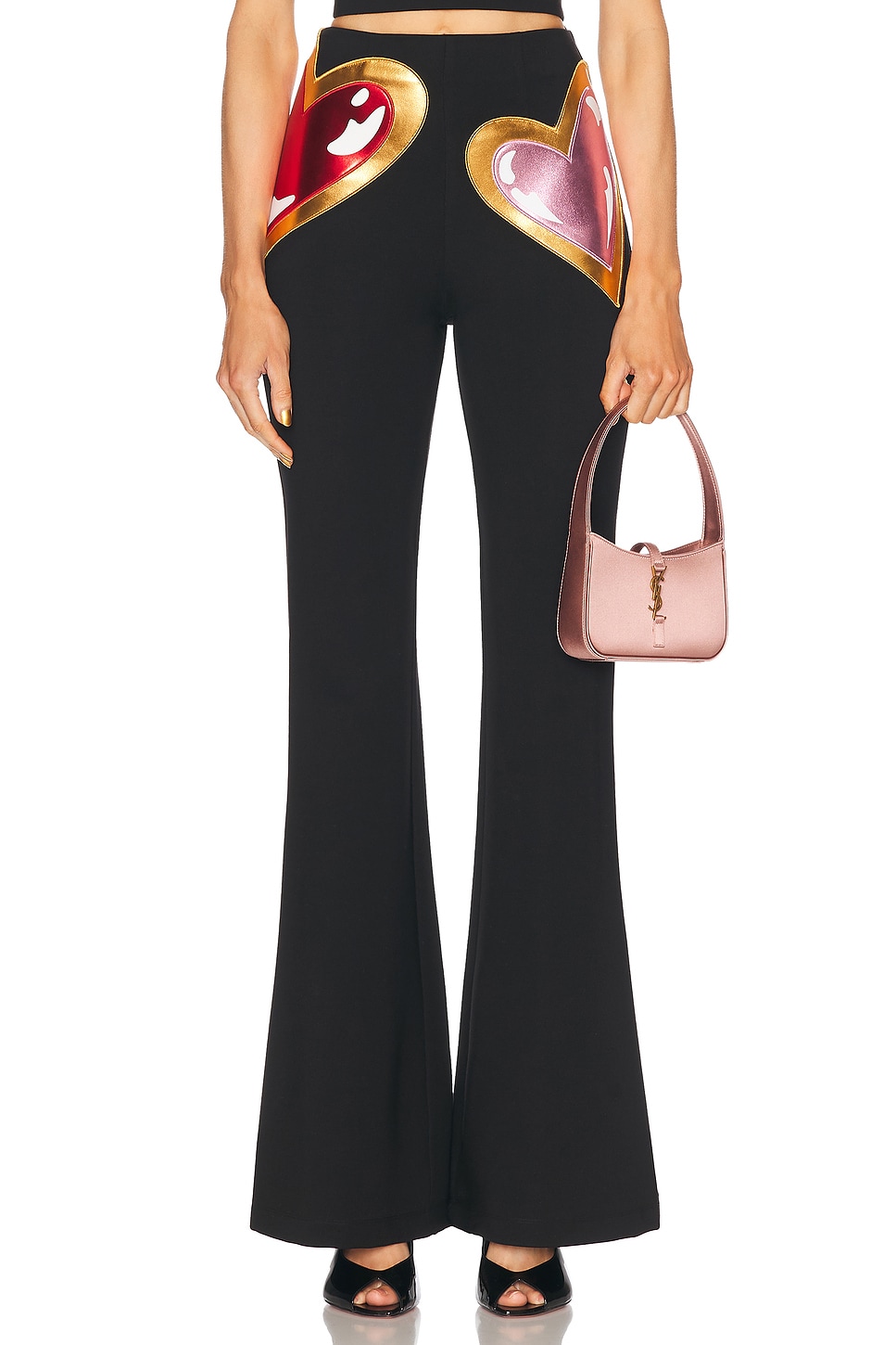 Image 1 of AREA Colorblock Heart Gem Pant in Black