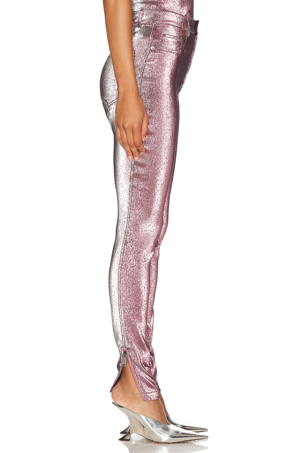 Shop Area Stretch Lame Rosette Legging In Pink & Silver