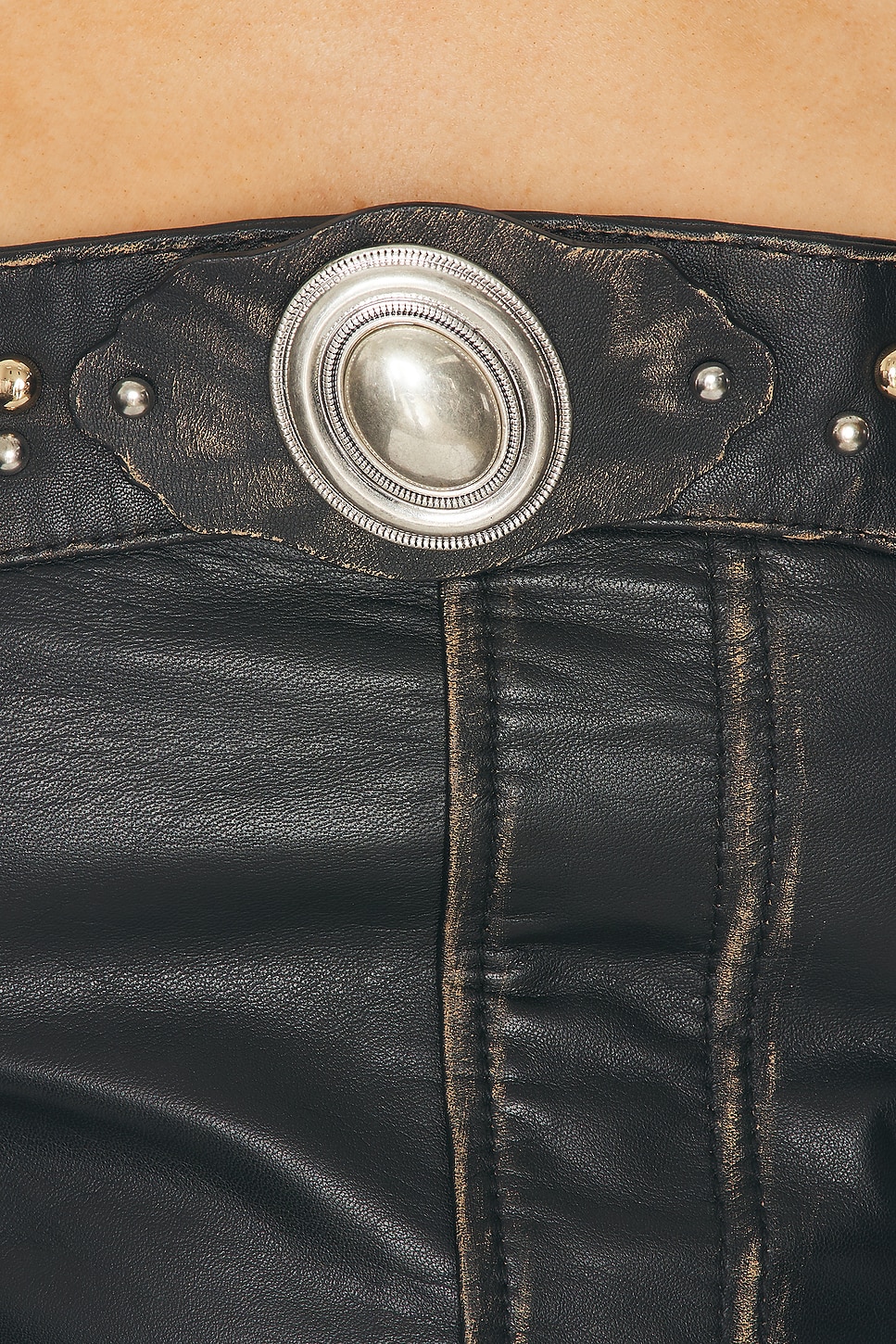 Studded Leather Strapless Top - Thumbnail 5