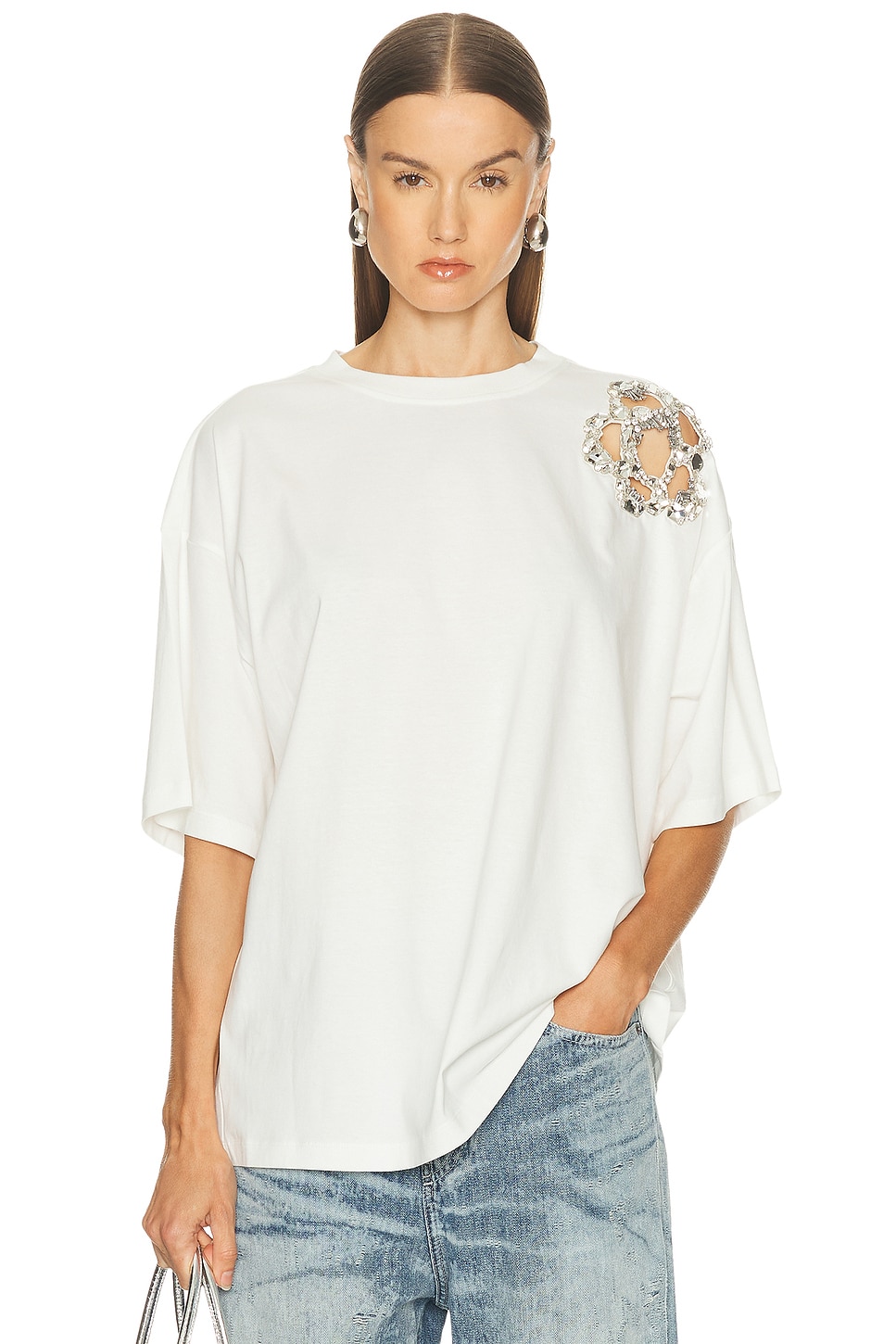 Image 1 of AREA Flower T-Shirt in White