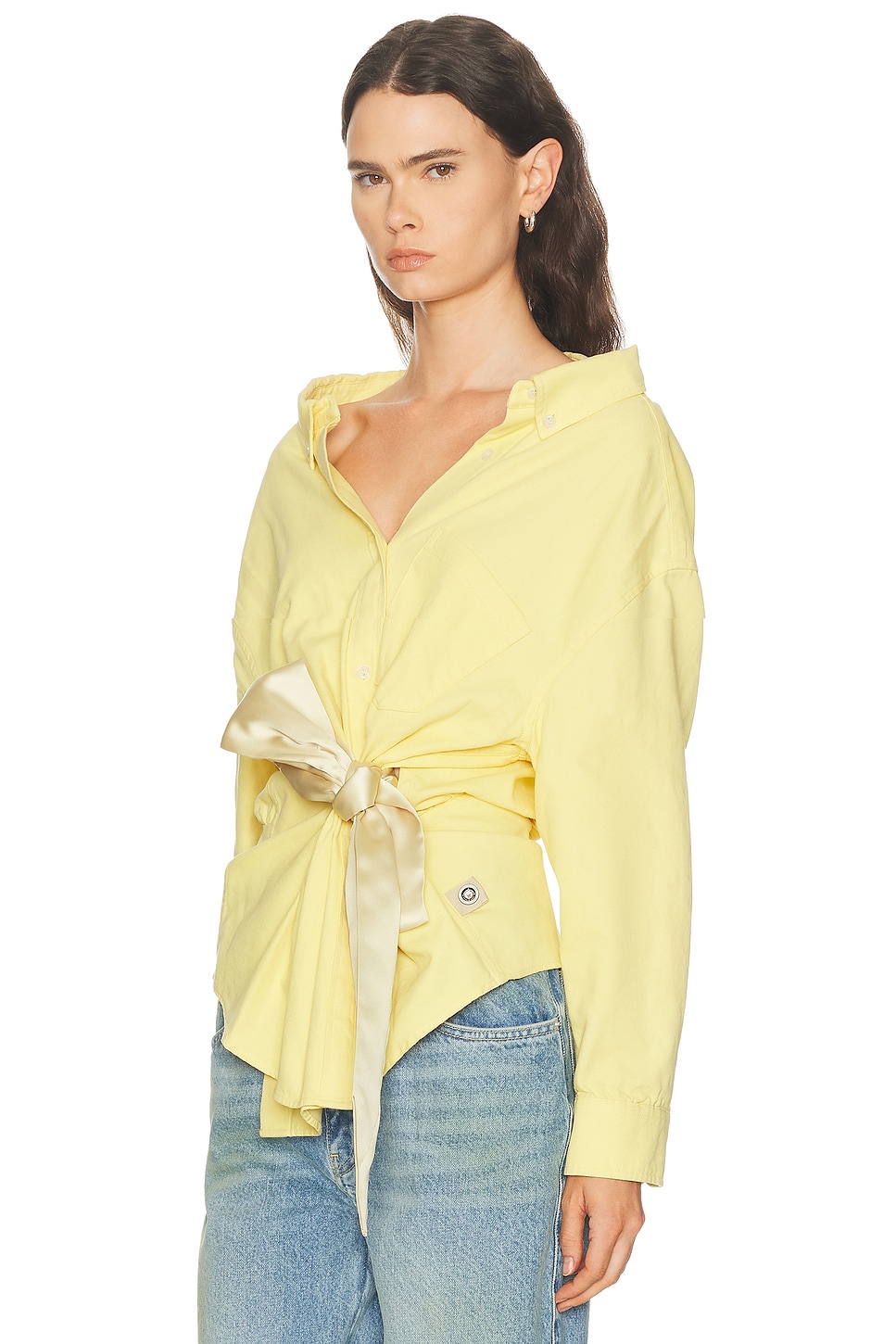 AREA Satin Knot Oxford Shirt | Thumbnail 3