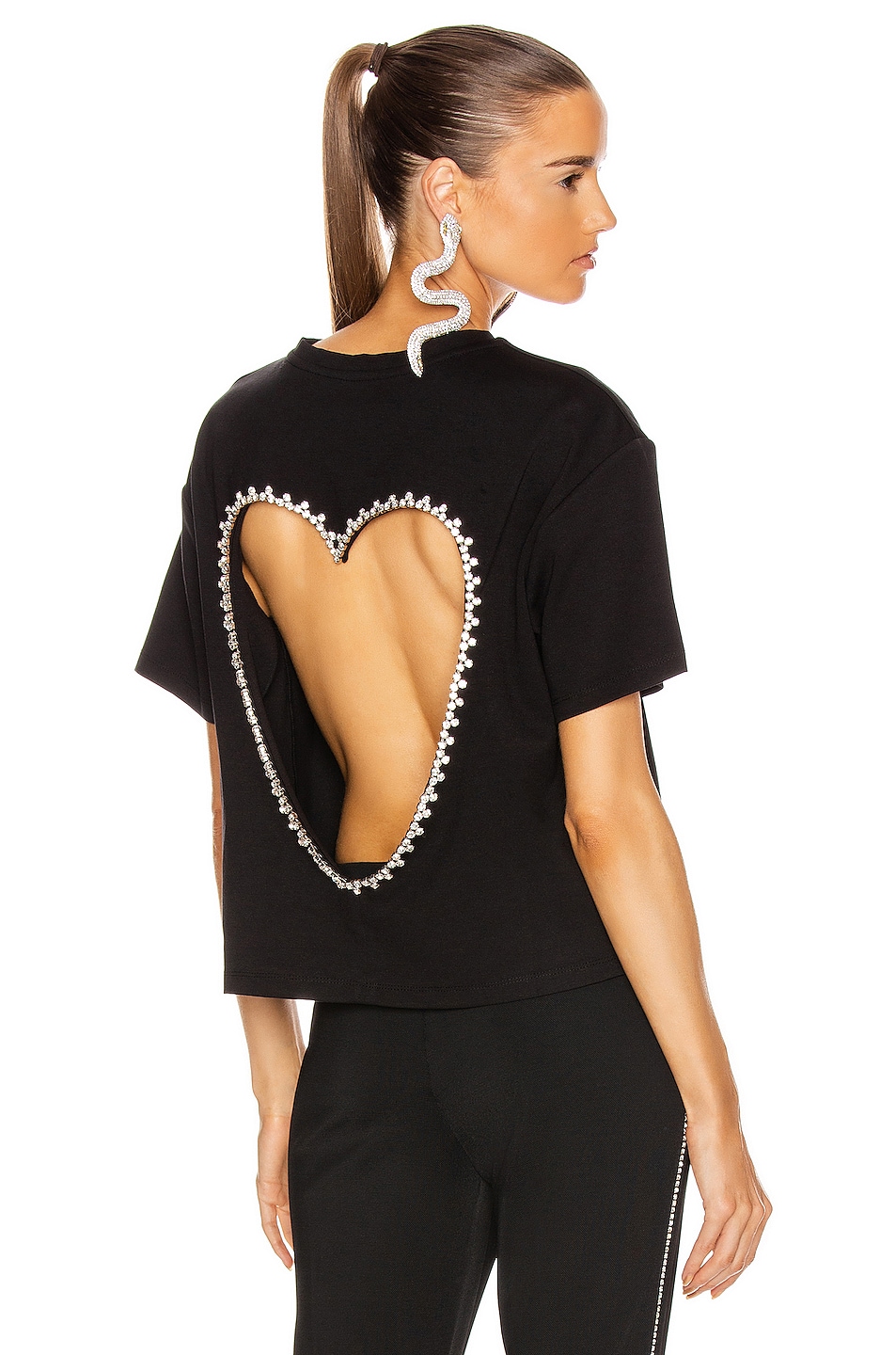 Image 1 of AREA Open Heart Relaxed Tee in Black