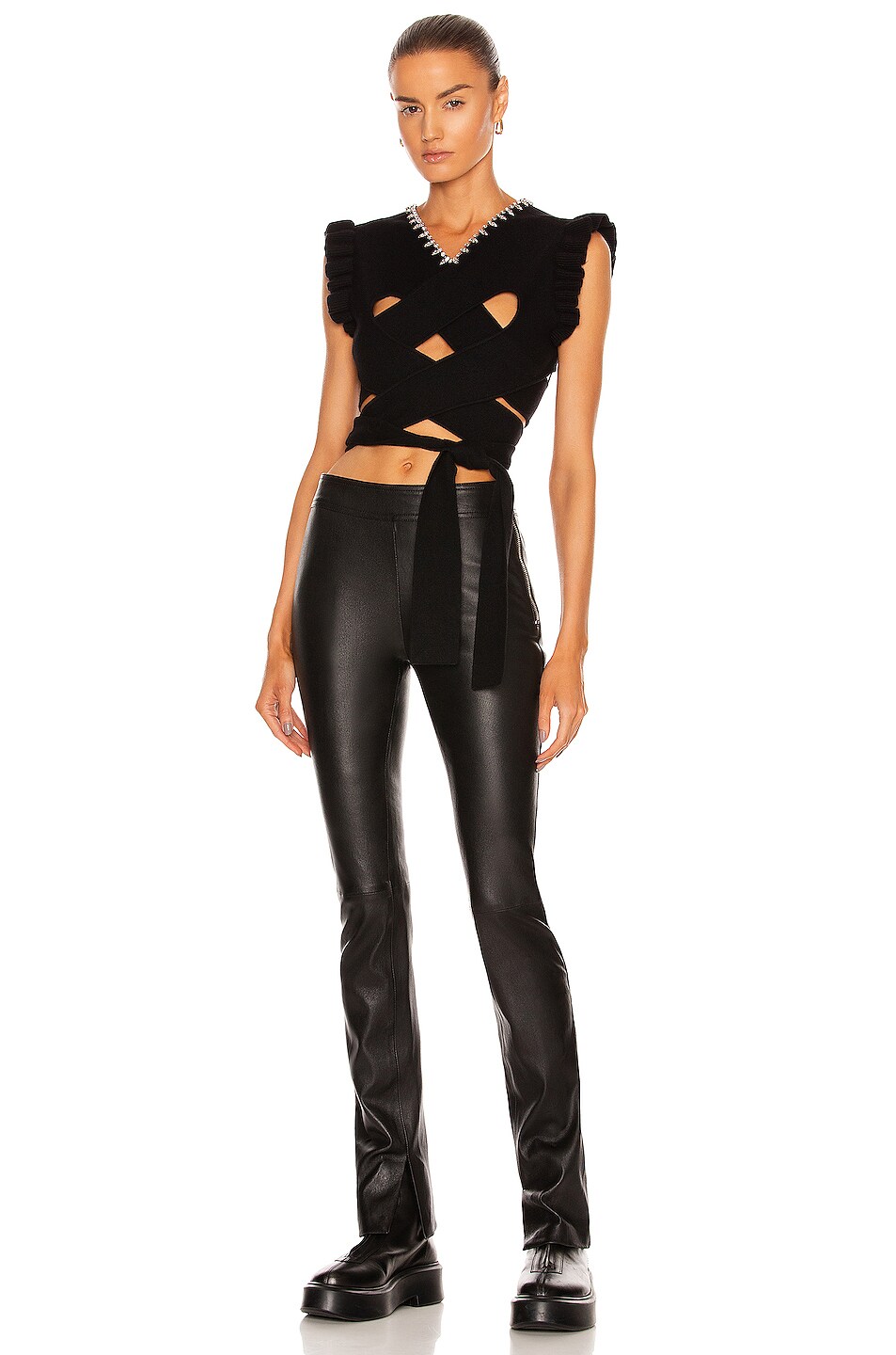 AREA Reversible Criss Cross Top in Black | FWRD