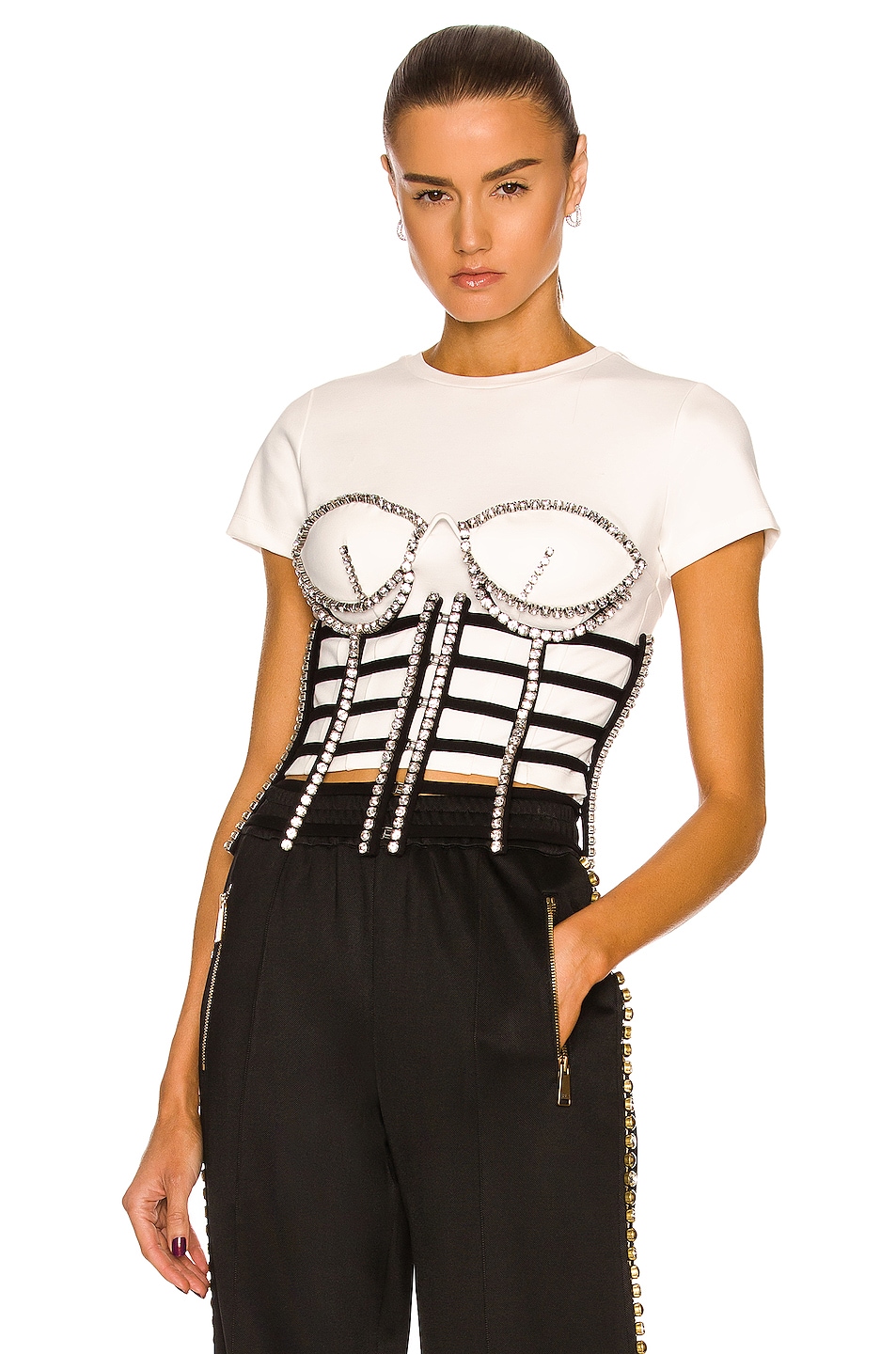 Image 1 of AREA Cage Strap Corset Top in Black