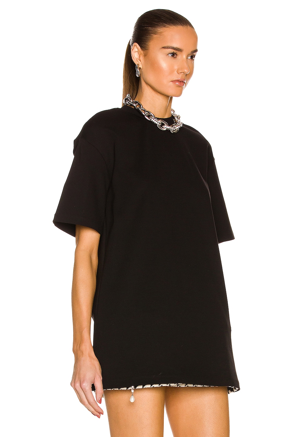 AREA Crystal Daisy Cutout Relaxed T-Shirt in Black | FWRD