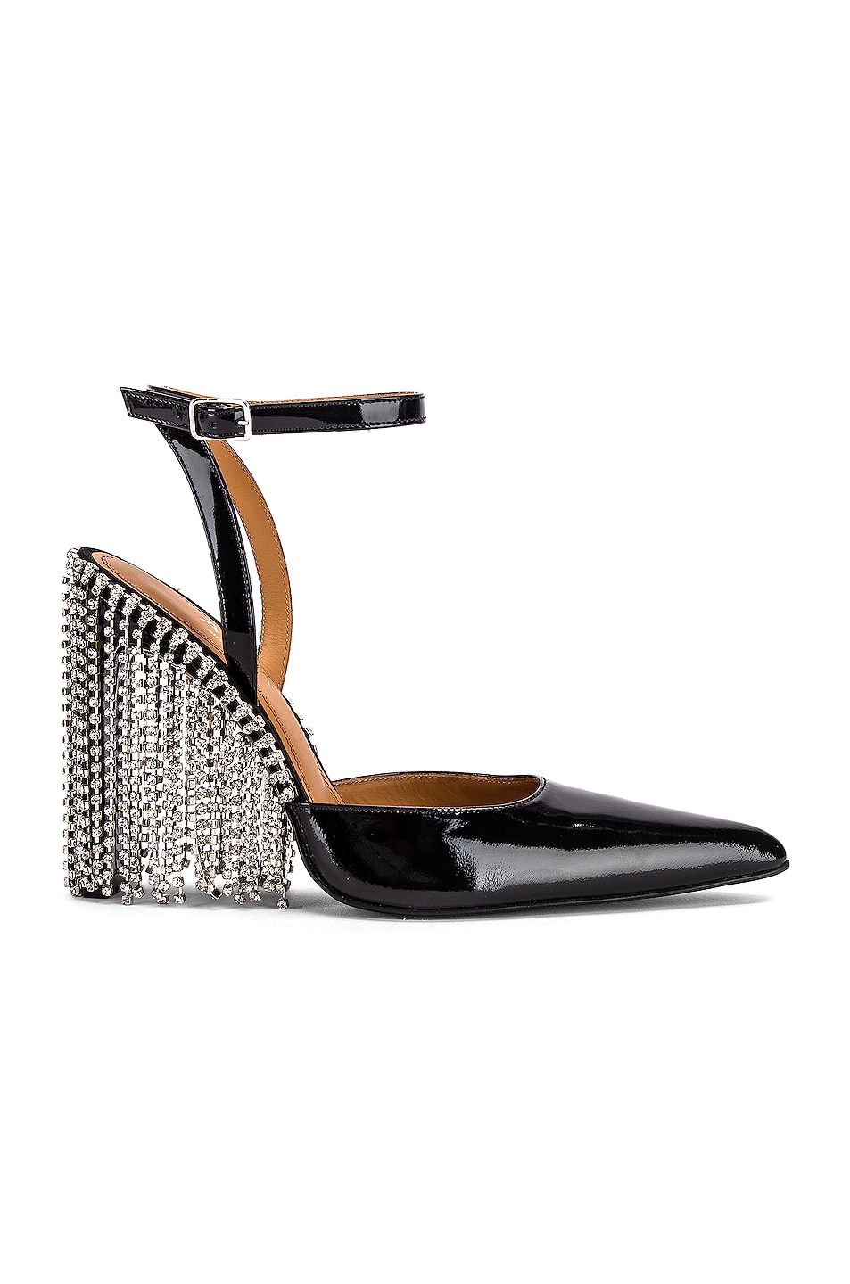 Image 1 of AREA Crystal Fringe Patent High Heel in Black