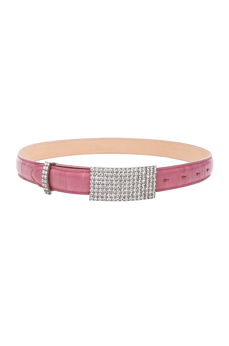 Image 1 of Alessandra Rich Crystal Buckle Eel Skin Belt in Pink