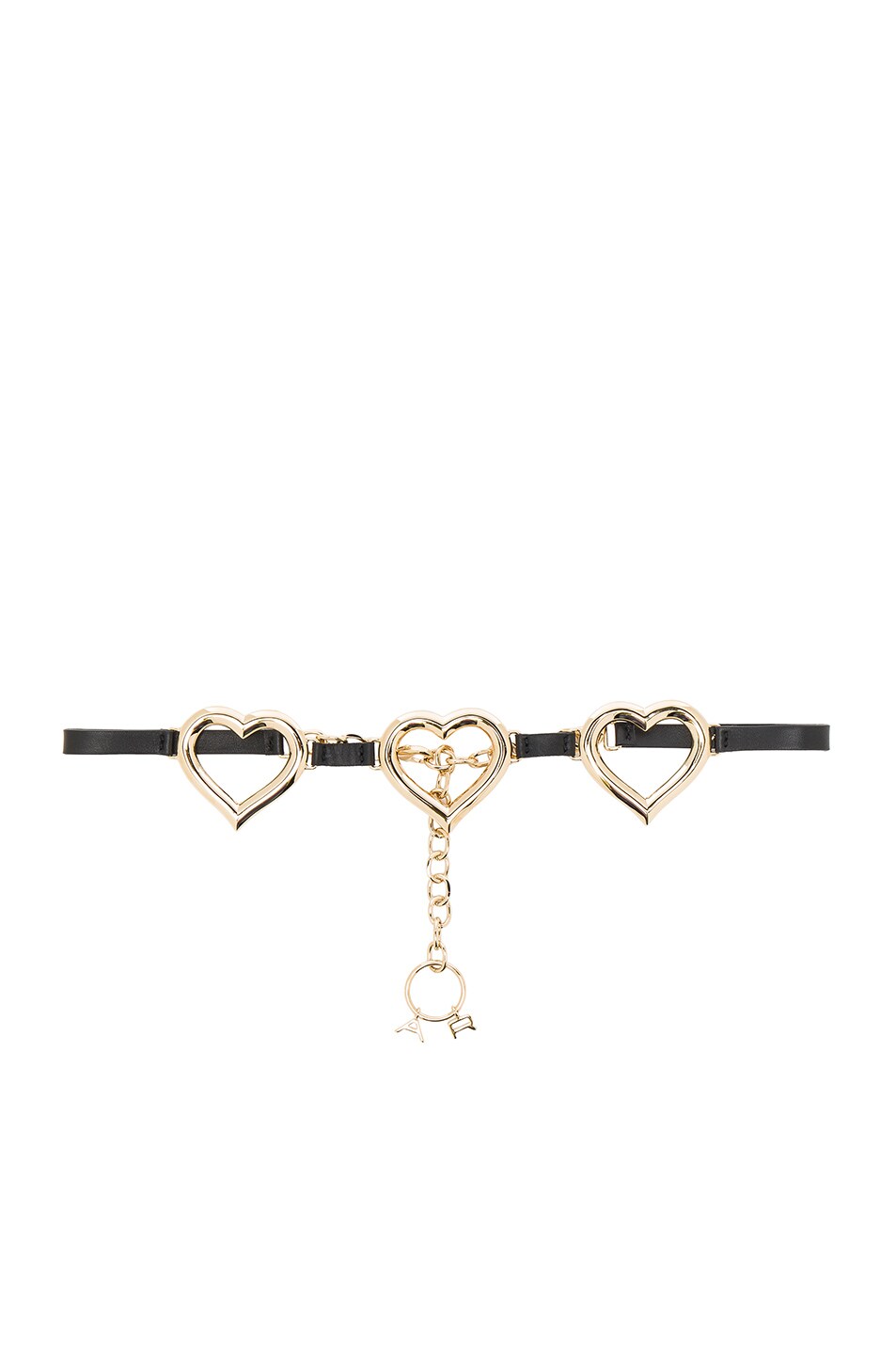 Image 1 of Alessandra Rich Leather Belt with Hanging Chain in Black
