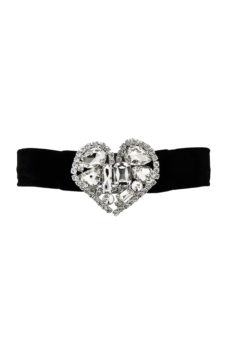 Image 1 of Alessandra Rich Heart Belt in Black & Crystal